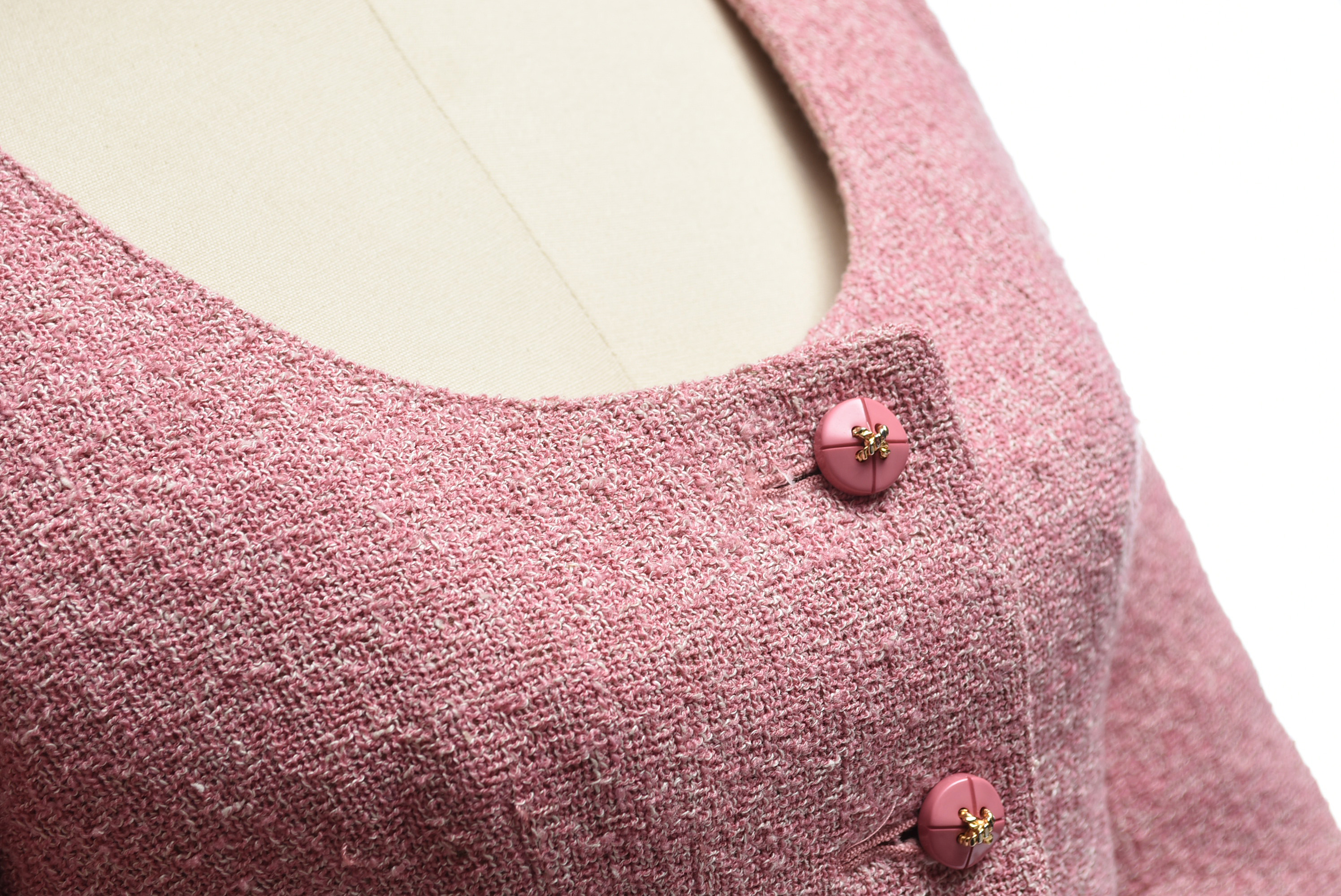 Valentino Boutique Dusky Pink Bouclé Knit Skirt and Jacket