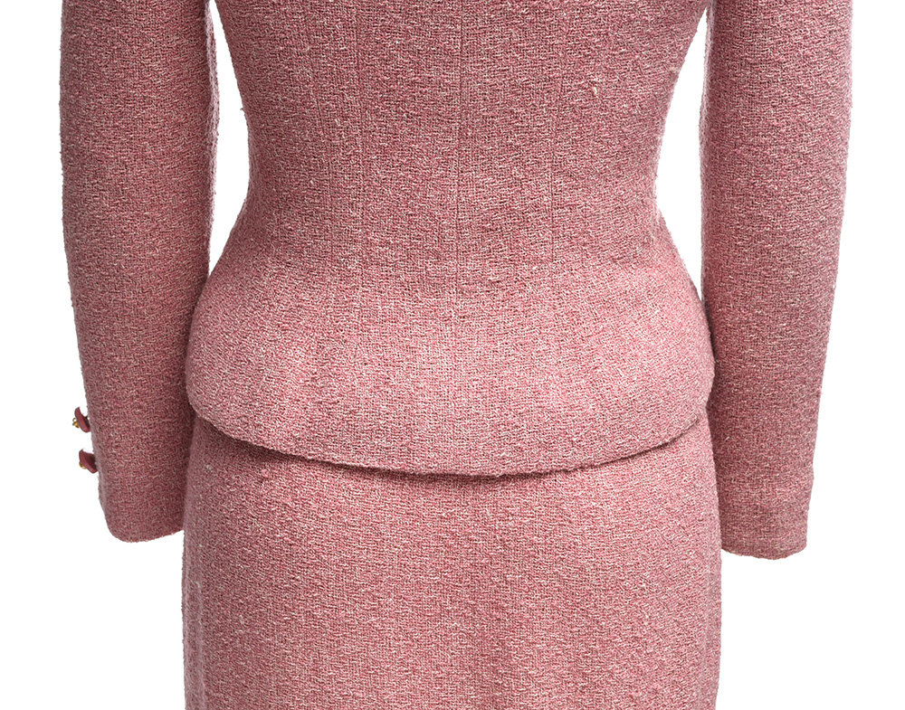 Valentino Boutique Dusky Pink Bouclé Knit Skirt and Jacket
