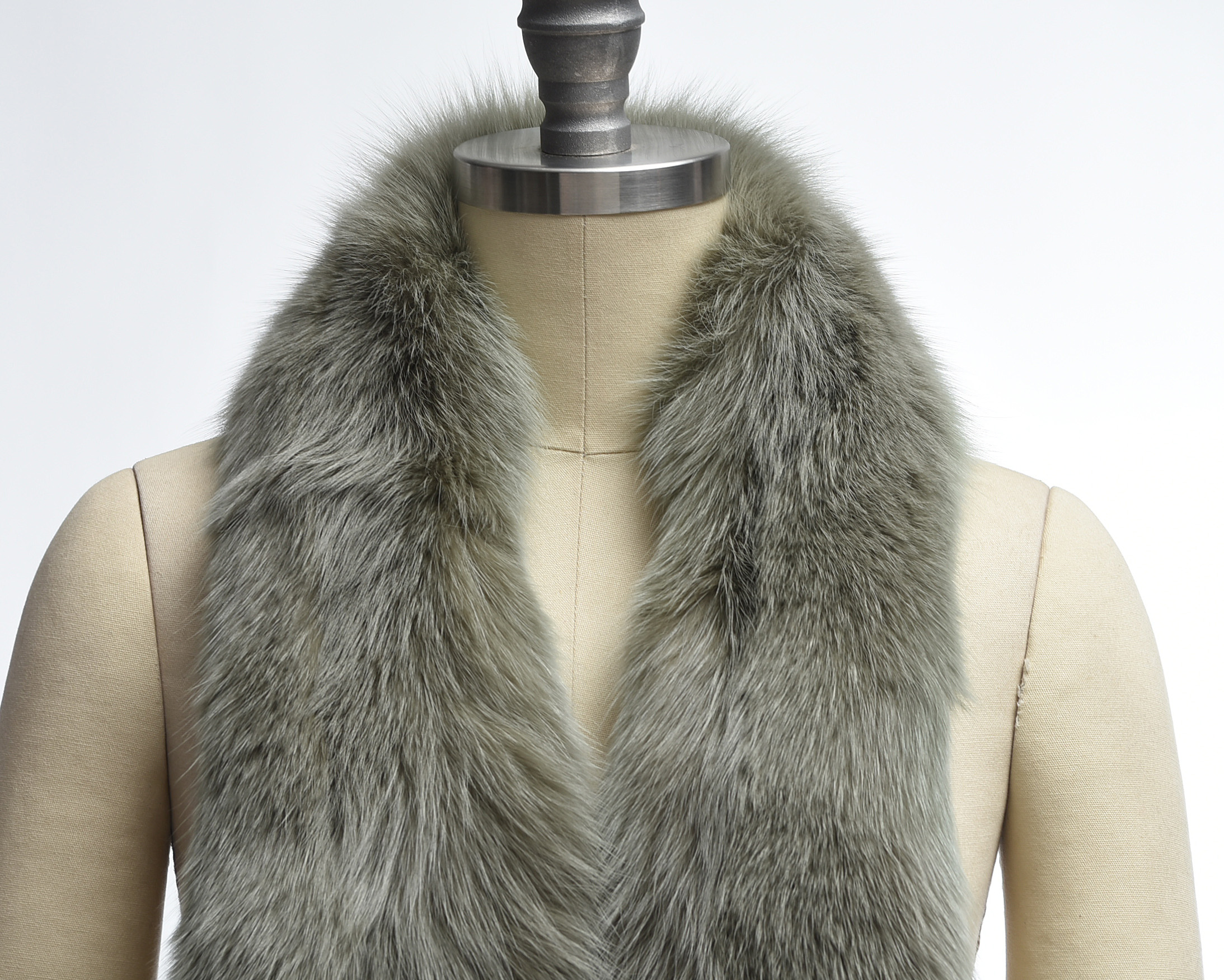 Dyed Sage Green Fox Fur Neck Wrap