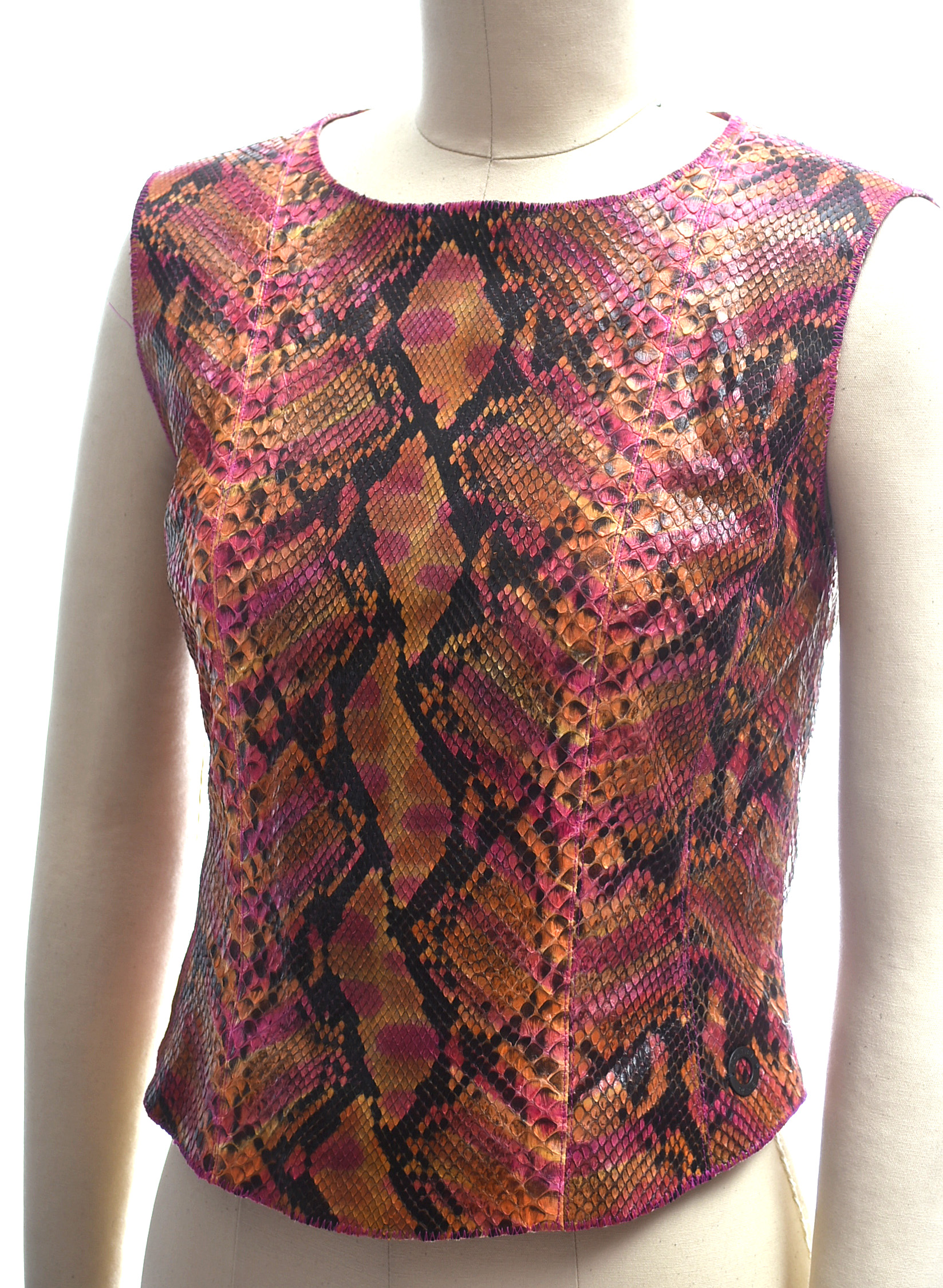 Chanel Dyed Multicolor Python Skin Sleeveless Top
