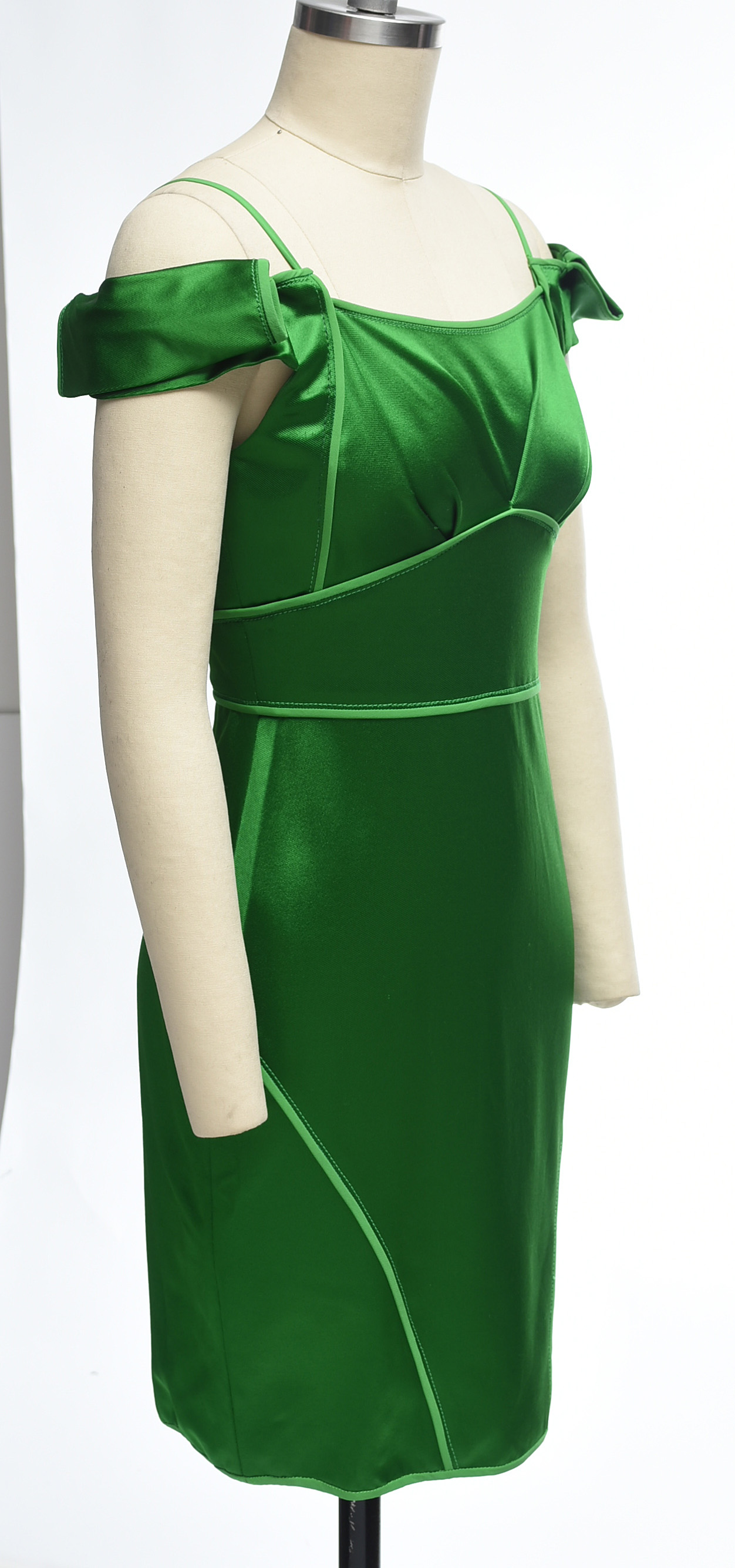 Zac Posen Emerald Green Satin Cap Sleeve Mini Dress