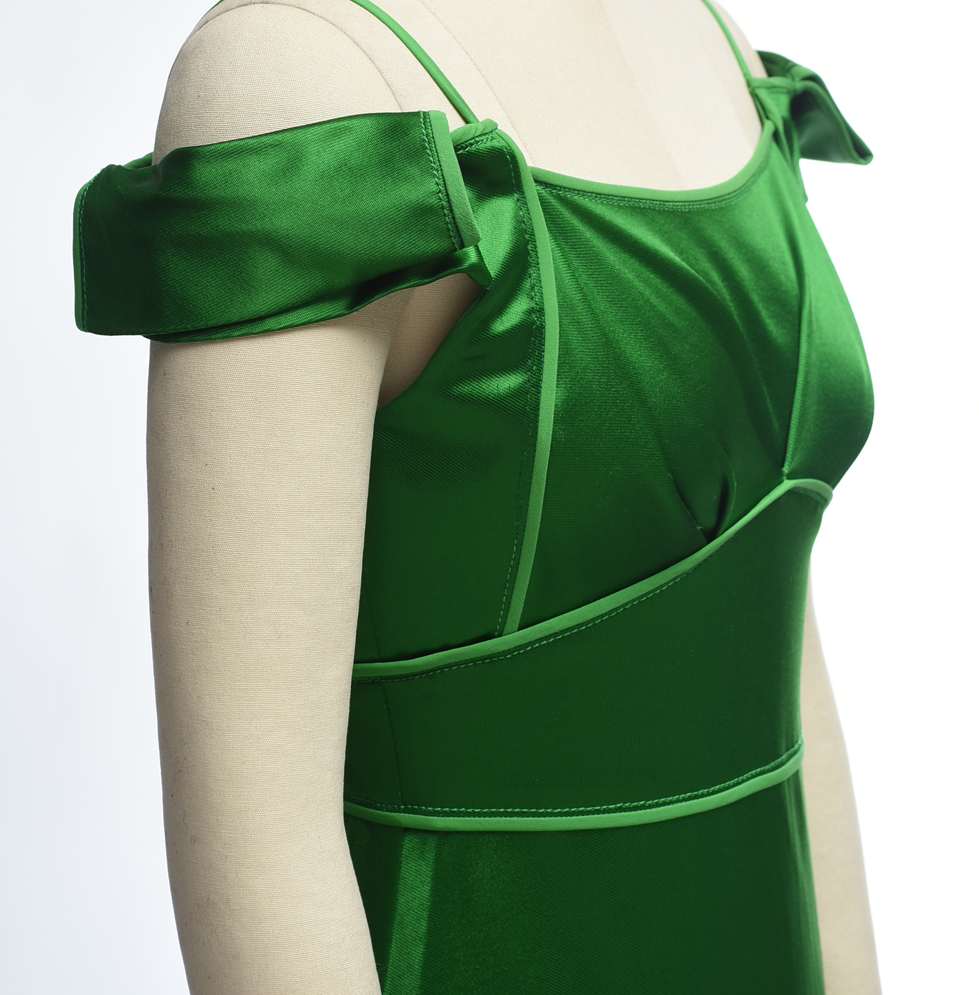 Zac Posen Emerald Green Satin Cap Sleeve Mini Dress
