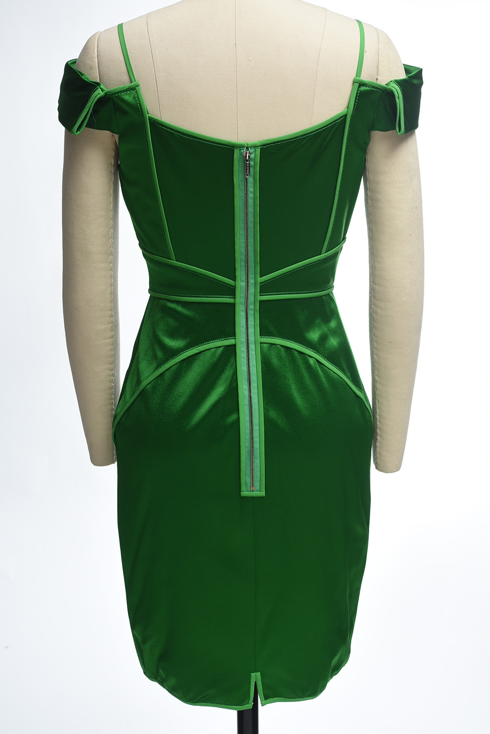 Zac Posen Emerald Green Satin Cap Sleeve Mini Dress