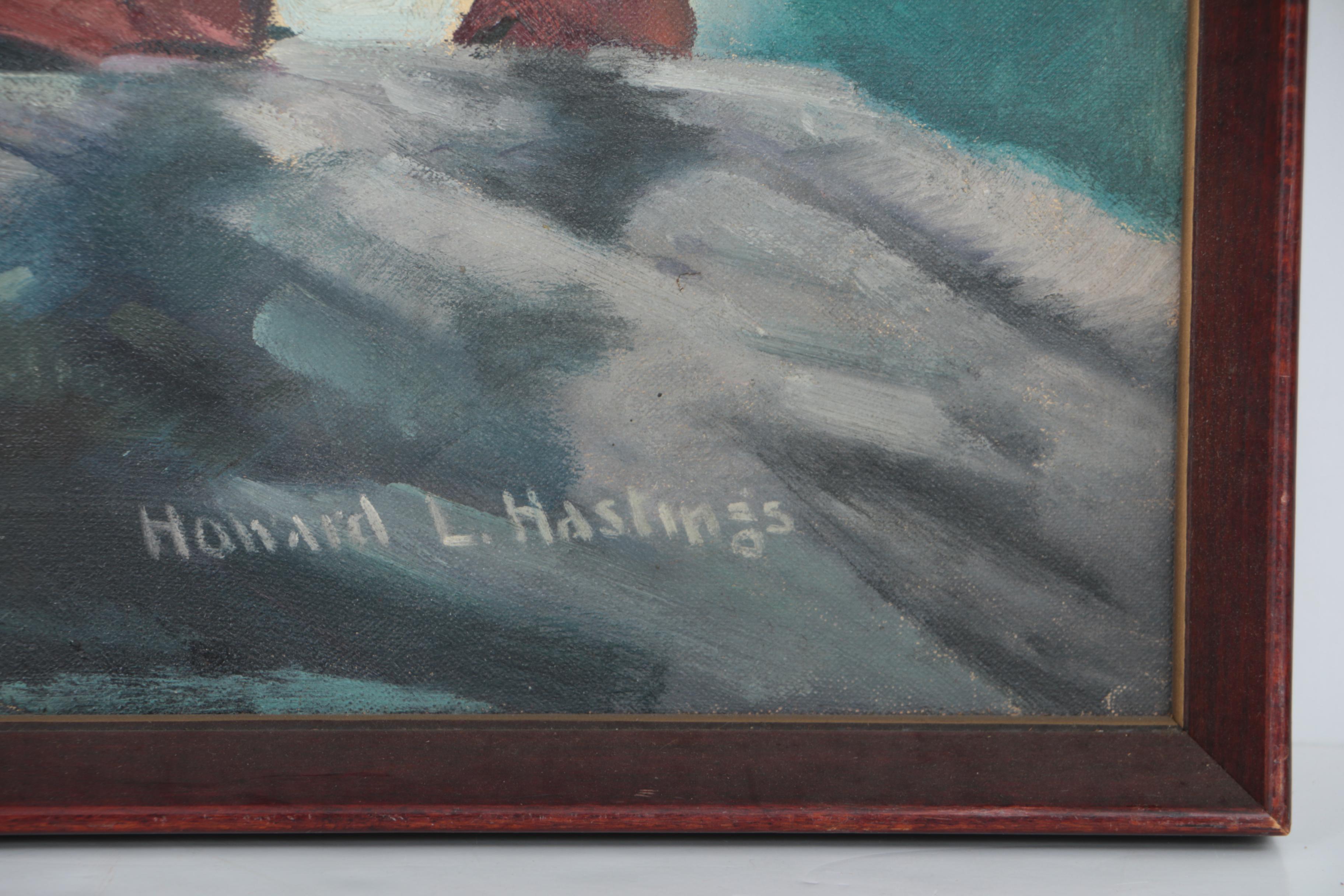 Howard L. Hastings Oil Illustration on Canvas of a Fisherman