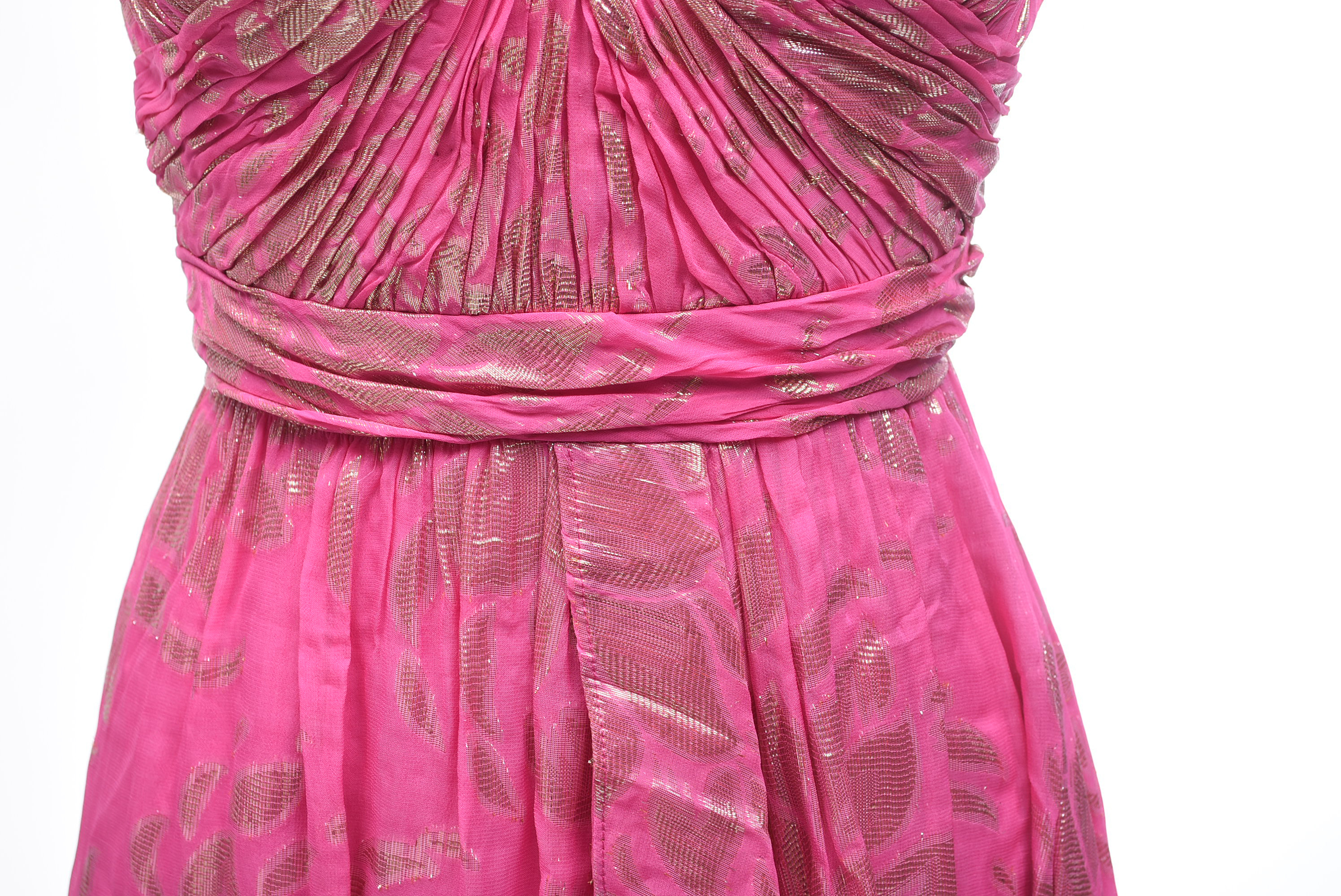 AQUA Dresses Strapless Pink and Gold Gown with Asymmetrical Hemline