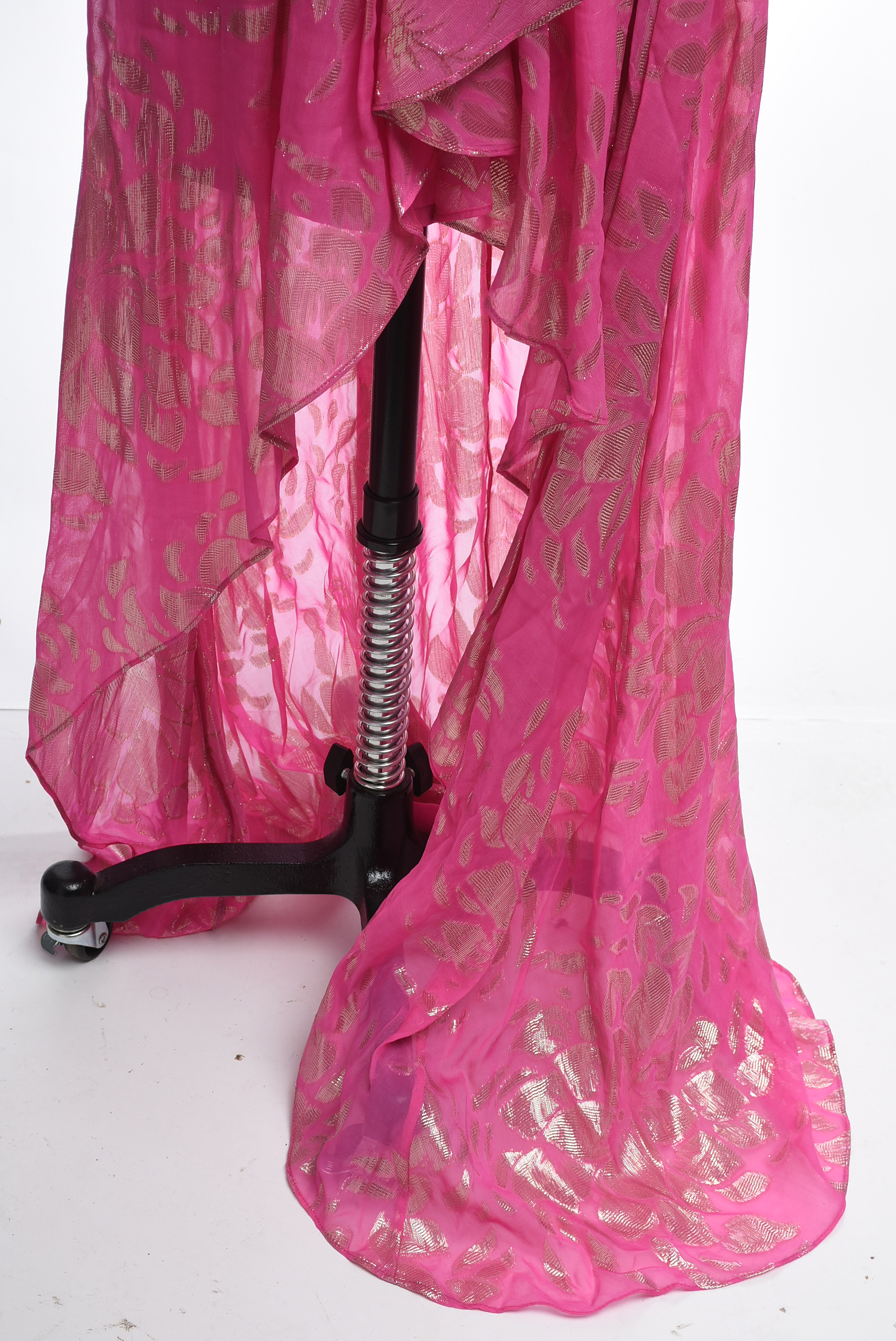 AQUA Dresses Strapless Pink and Gold Gown with Asymmetrical Hemline