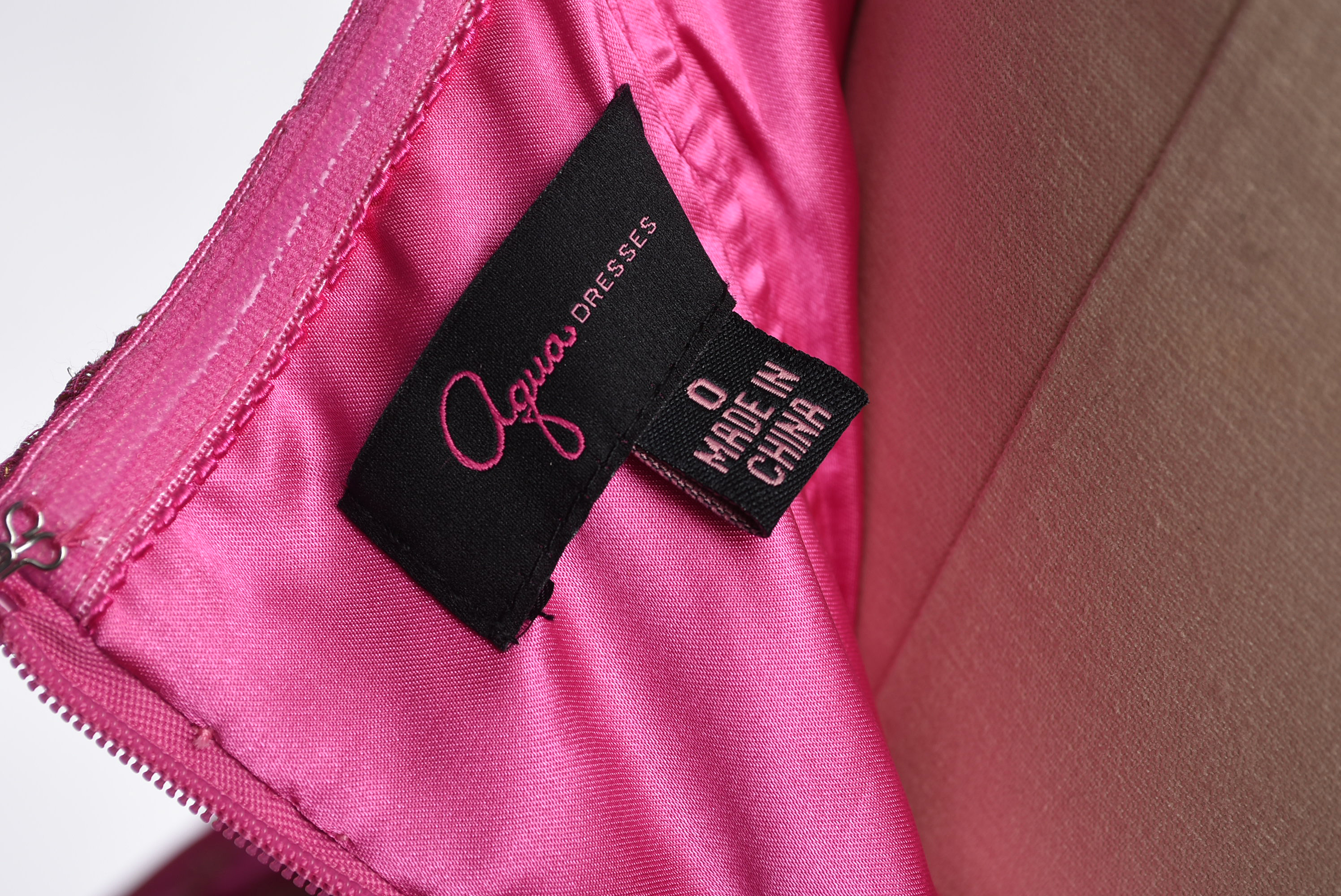 AQUA Dresses Strapless Pink and Gold Gown with Asymmetrical Hemline