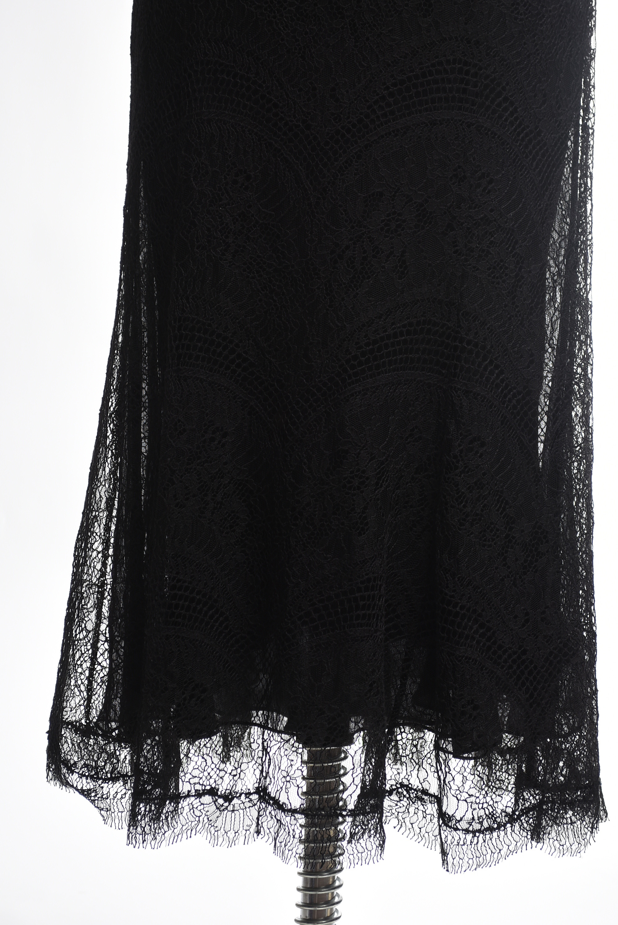 Ralph Lauren Black Label Black Cotton Blend Sleeveless Dress with Lace Overlay