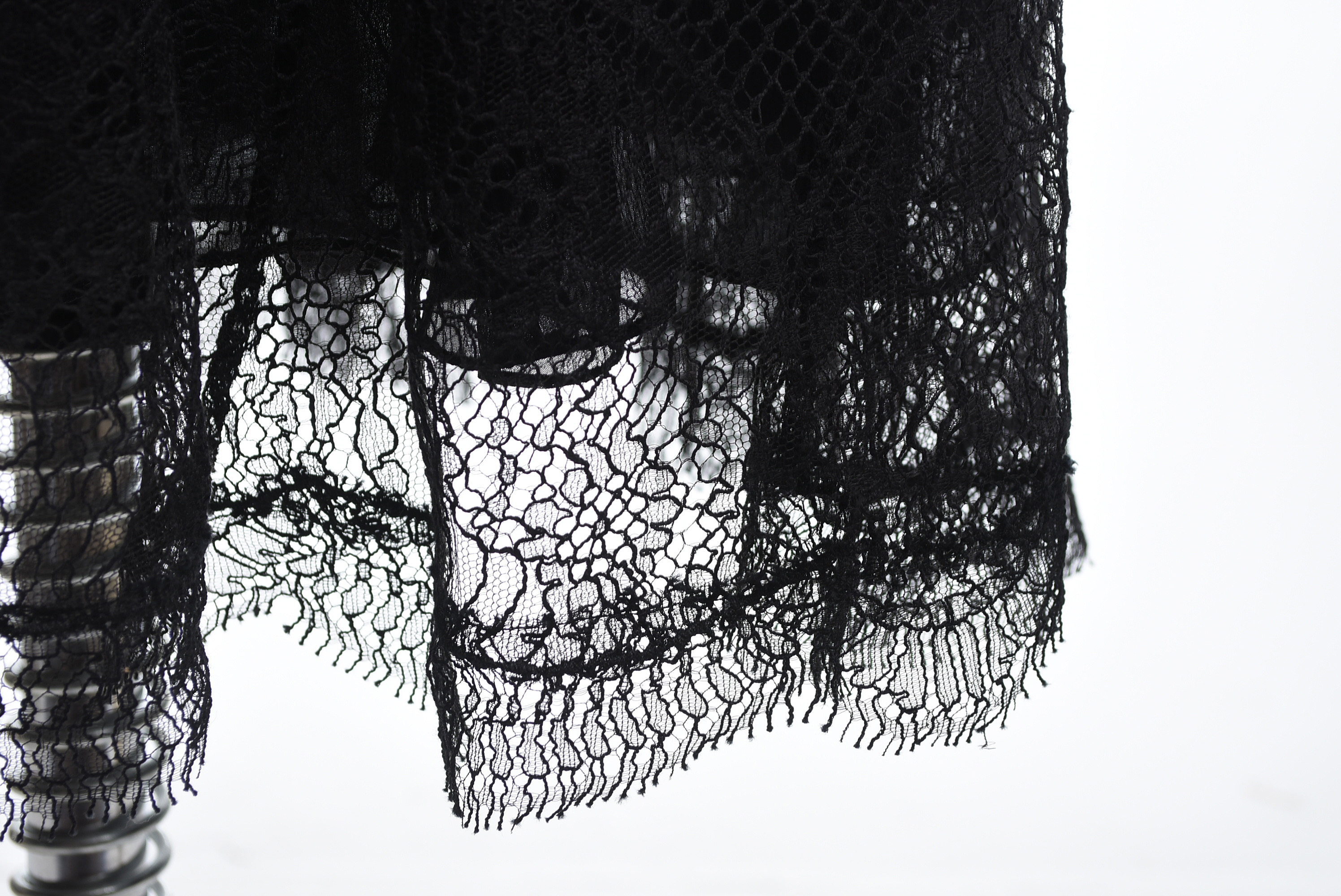 Ralph Lauren Black Label Black Cotton Blend Sleeveless Dress with Lace Overlay