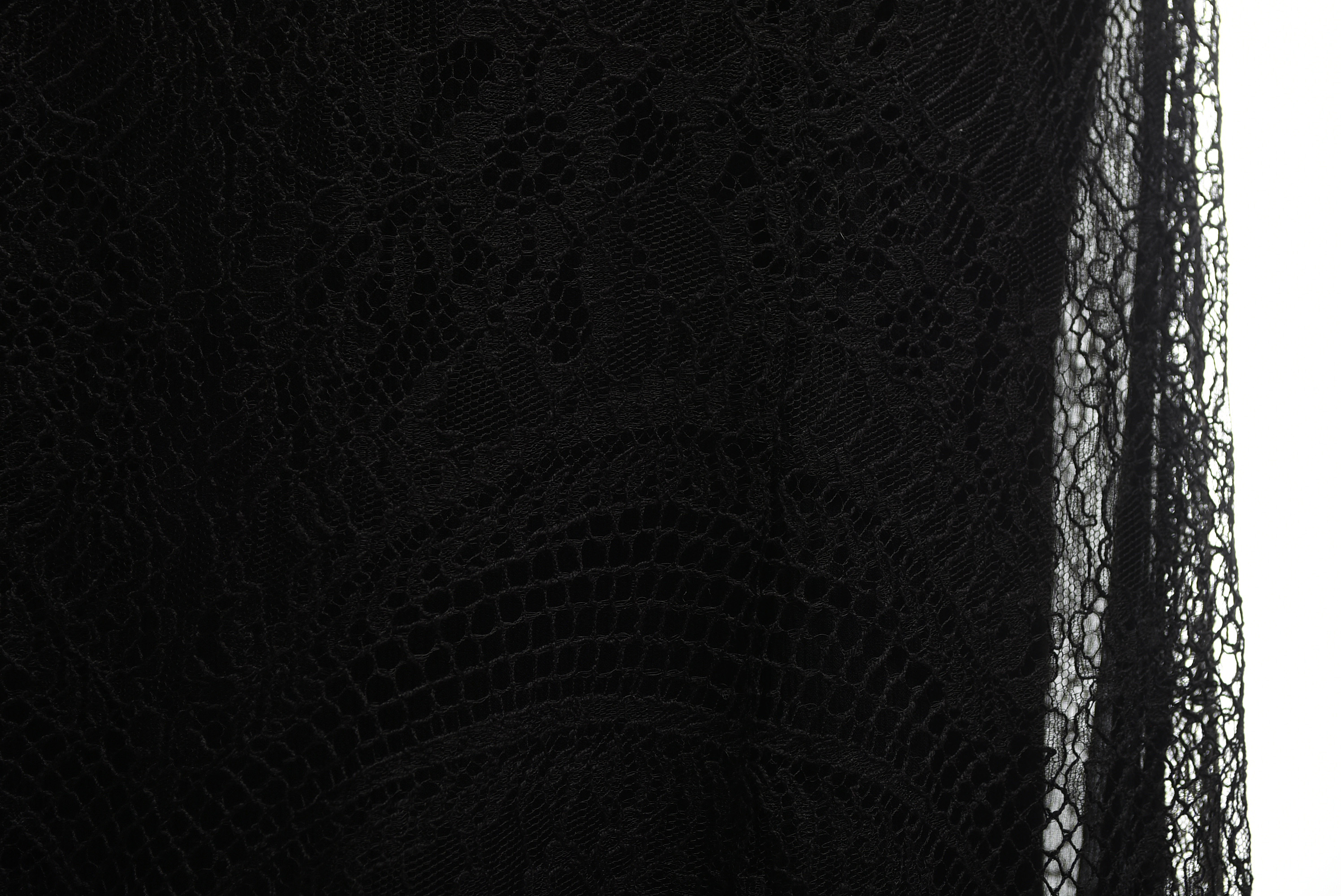 Ralph Lauren Black Label Black Cotton Blend Sleeveless Dress with Lace Overlay