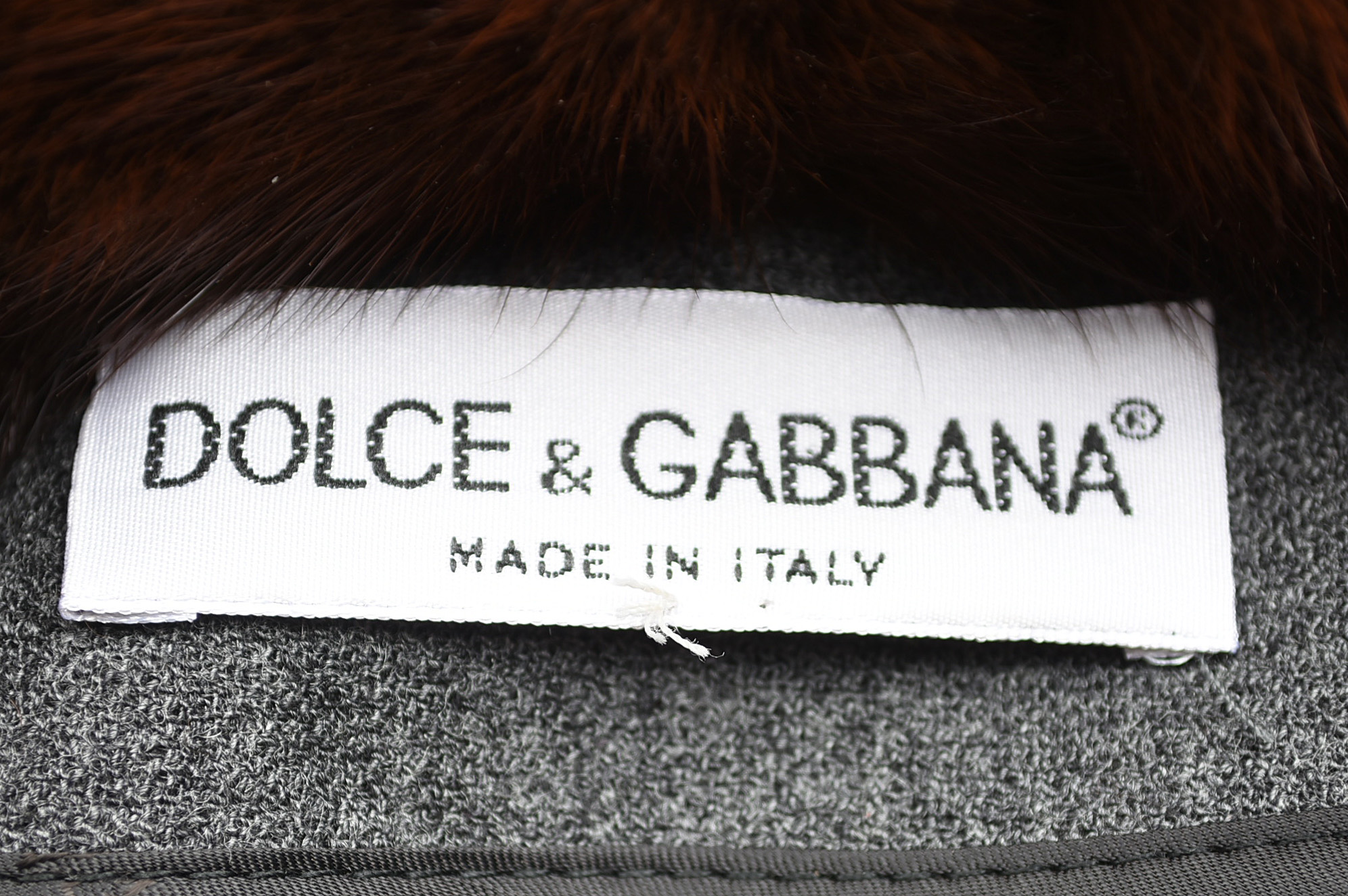 Dolce & Gabbana Gray Wool Overcoat with Mink Fur Collar