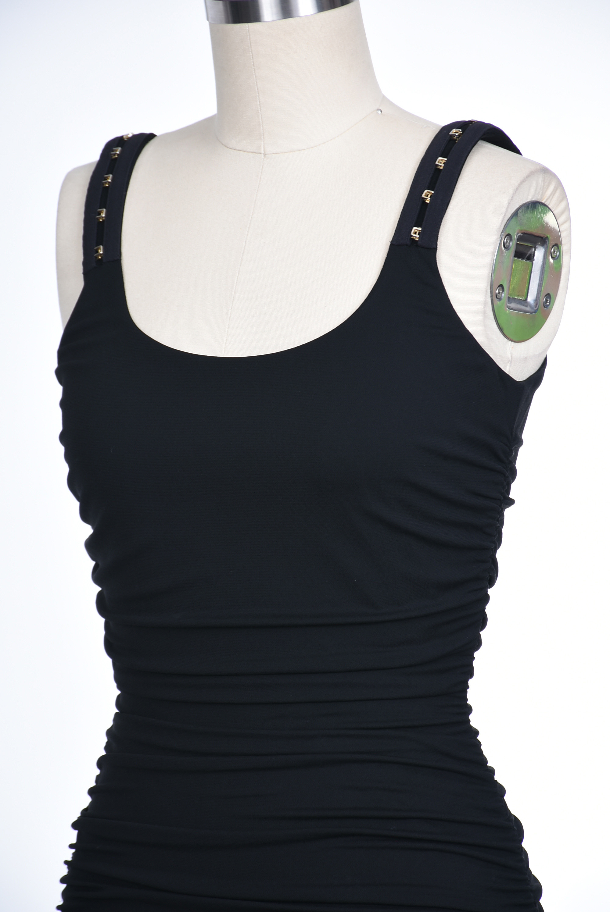 Versace Black Ruched Sleeveless Mini Bodycon Dress