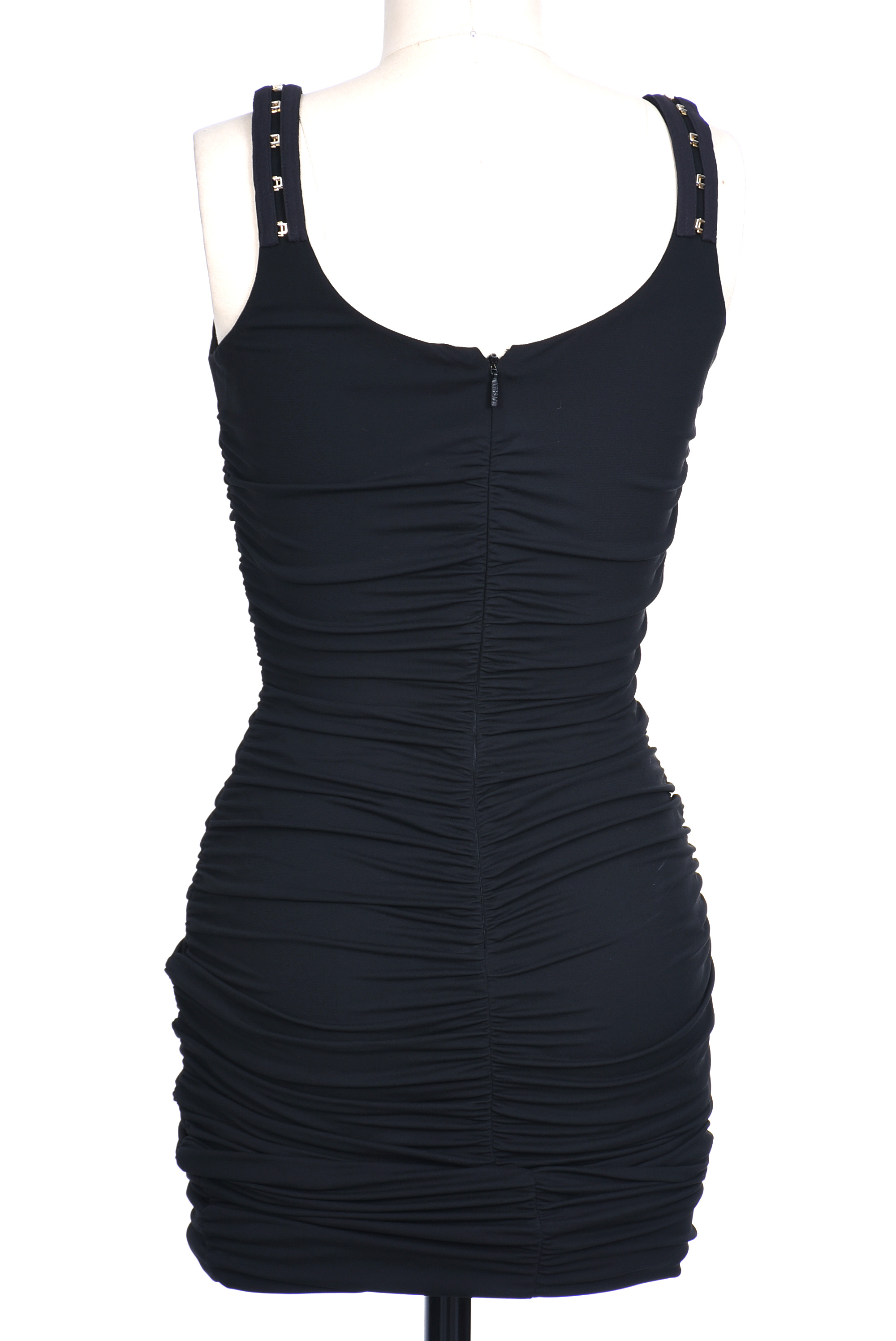 Versace Black Ruched Sleeveless Mini Bodycon Dress