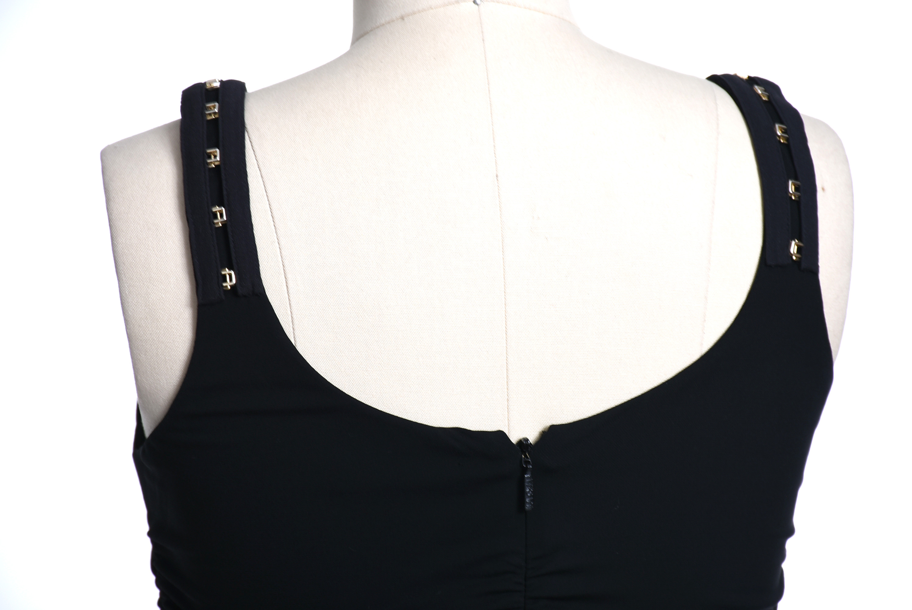 Versace Black Ruched Sleeveless Mini Bodycon Dress