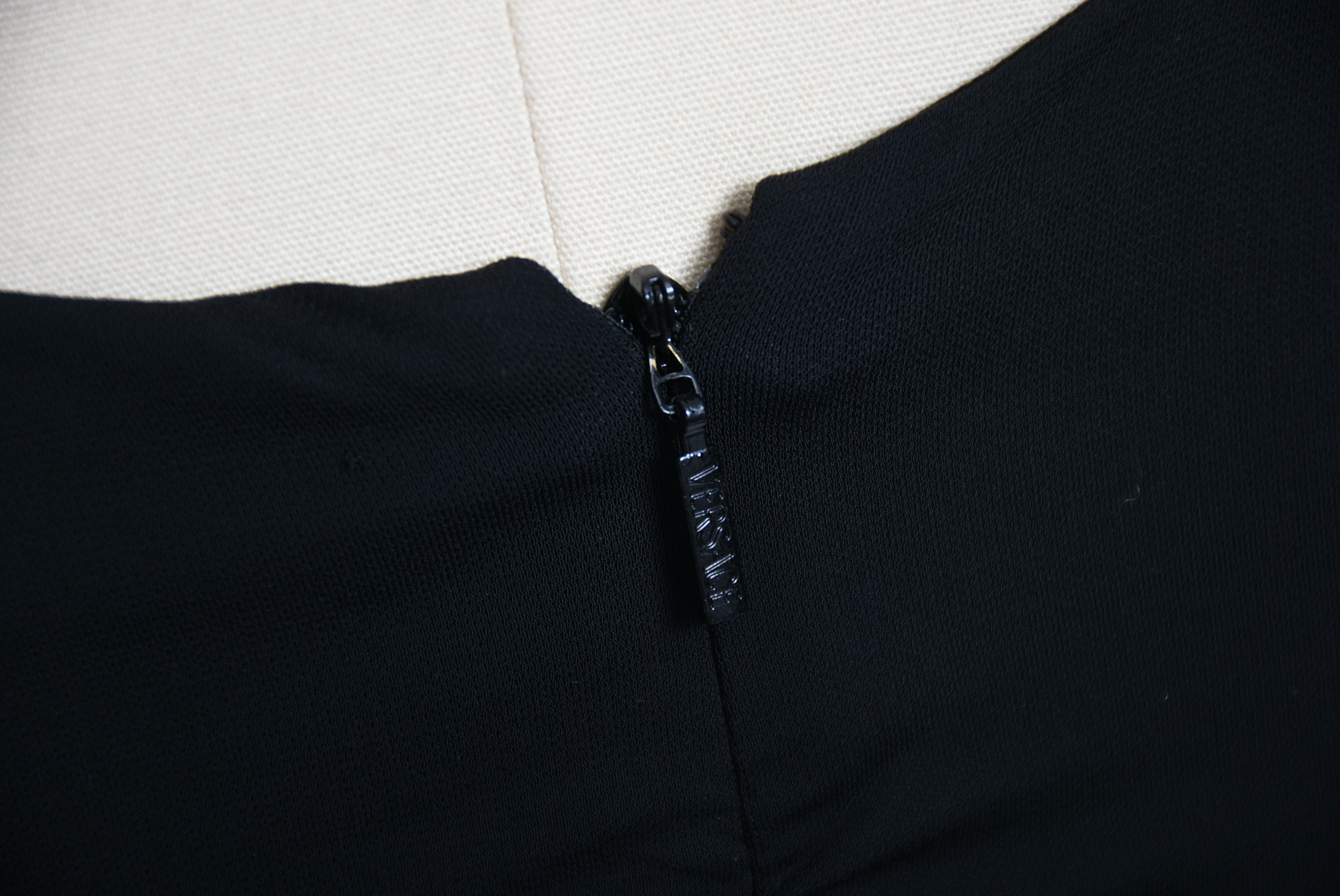 Versace Black Ruched Sleeveless Mini Bodycon Dress