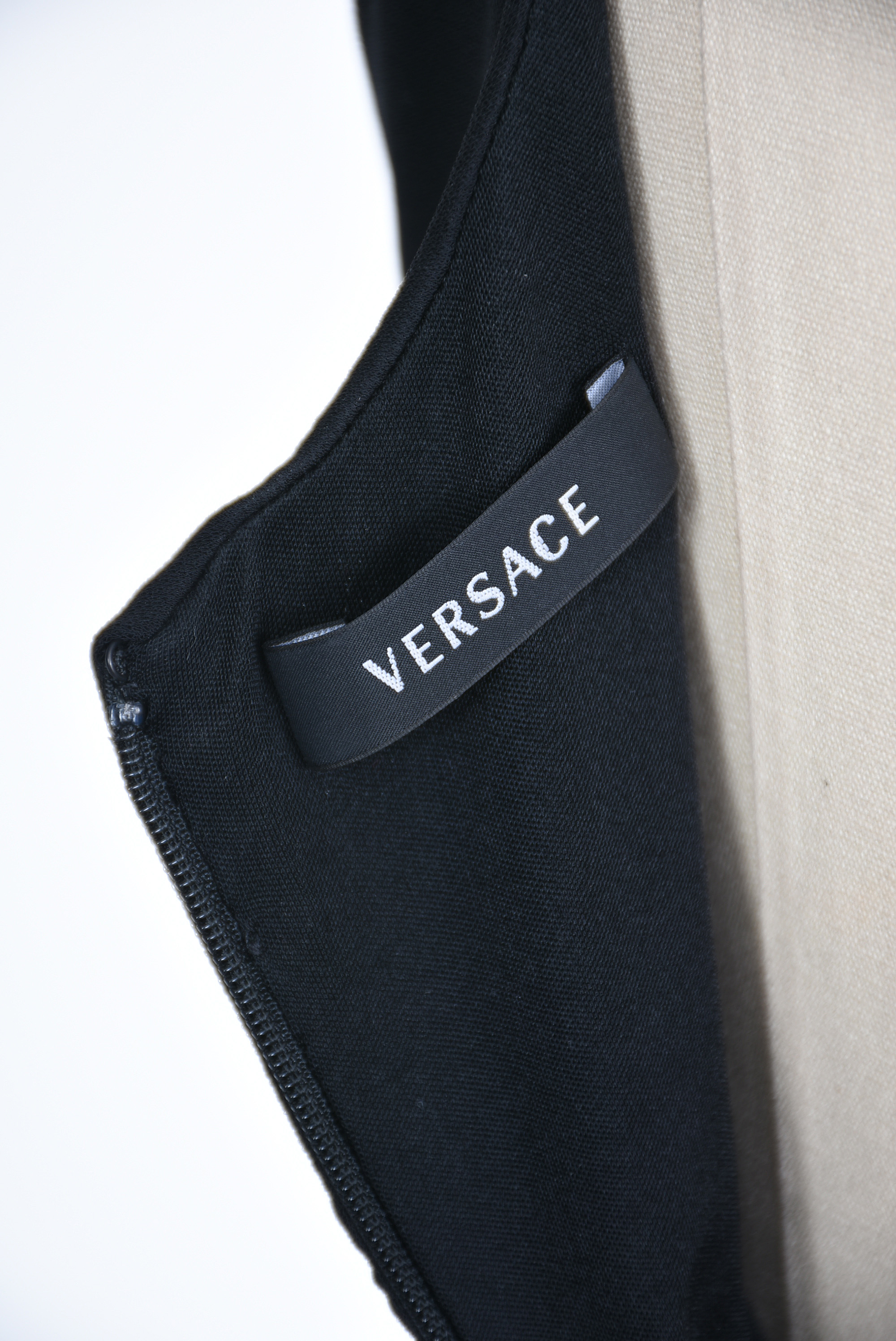 Versace Black Ruched Sleeveless Mini Bodycon Dress