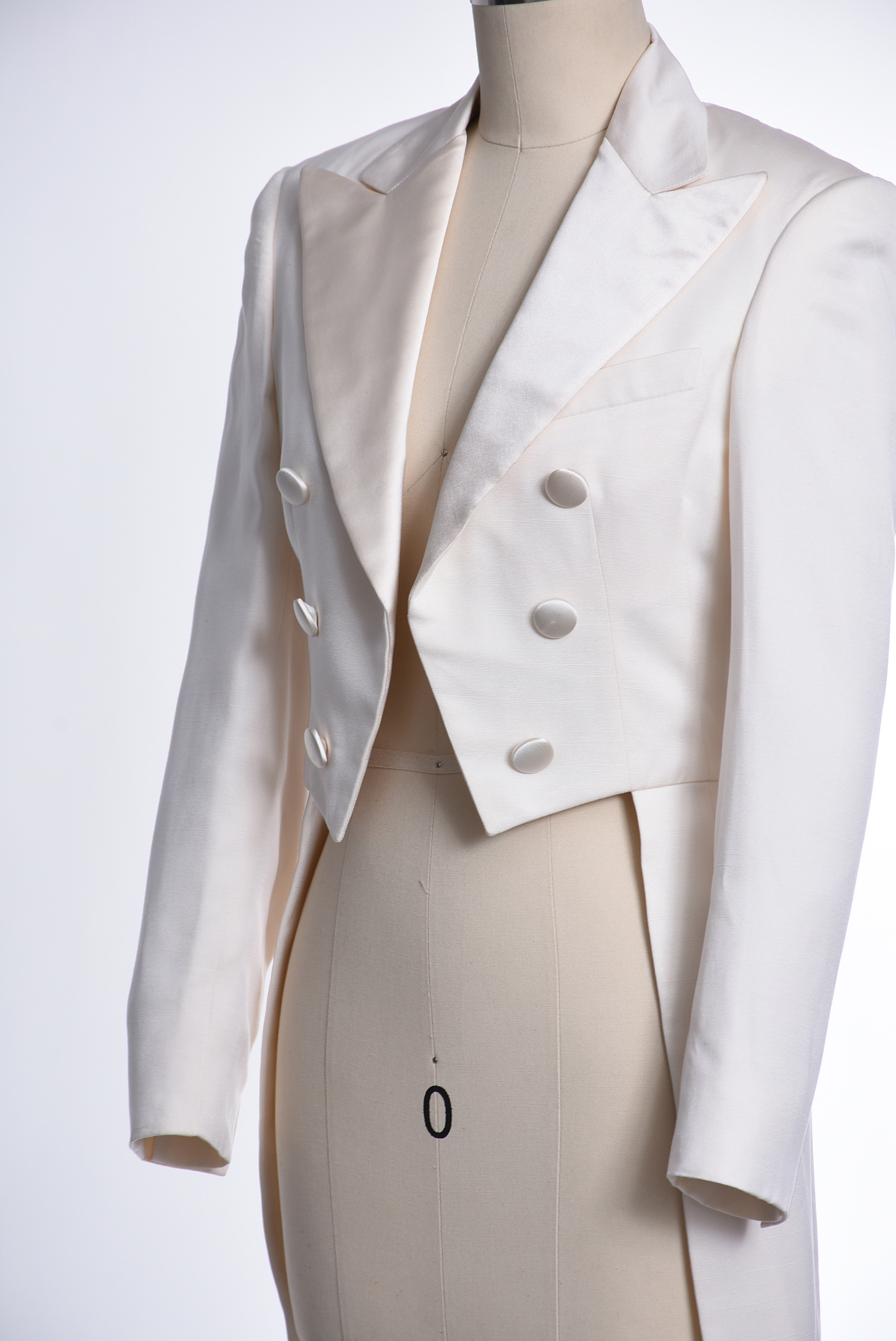 Ralph Lauren Purple Label Off-White Silk Tuxedo Blazer with Tails