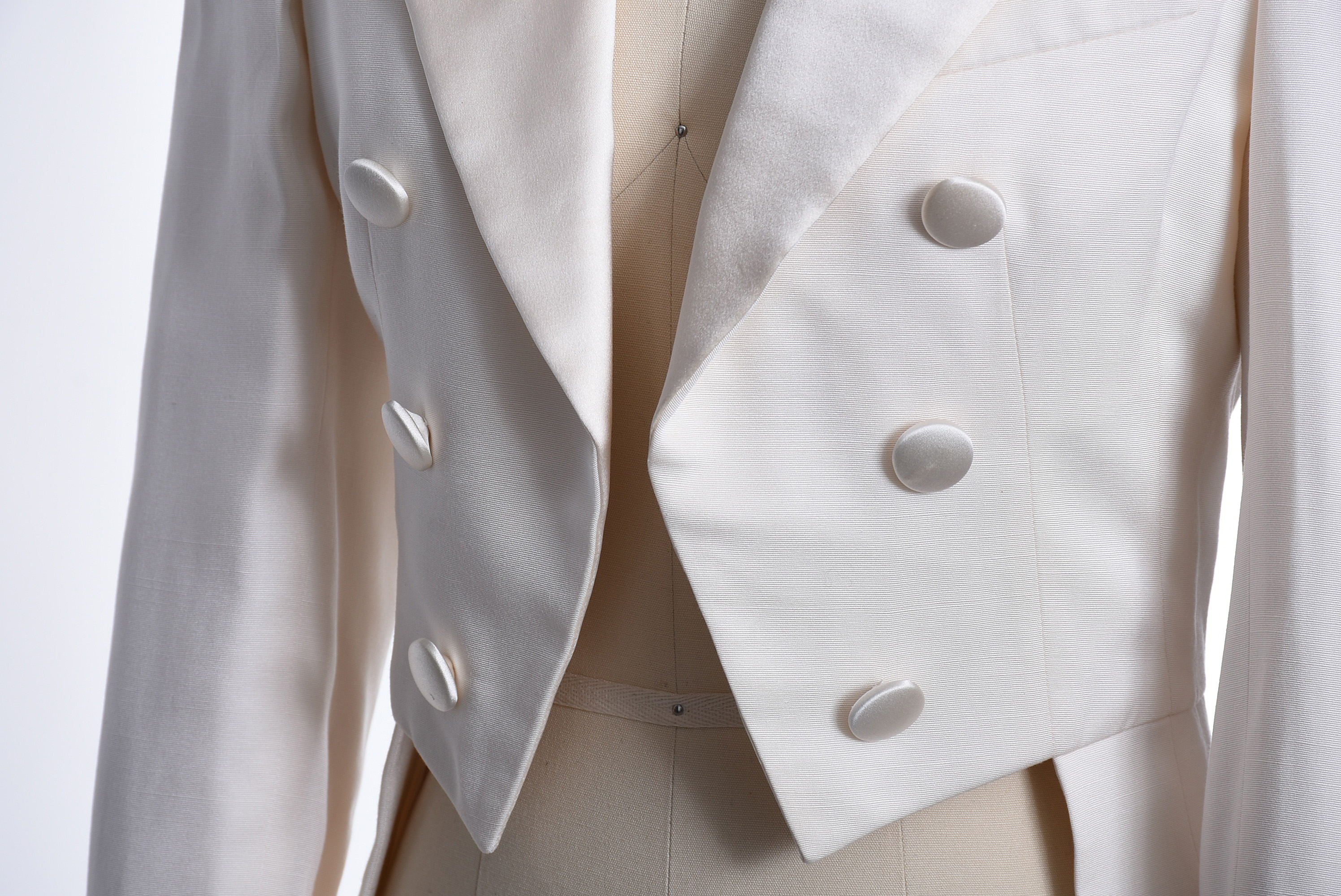 Ralph Lauren Purple Label Off-White Silk Tuxedo Blazer with Tails