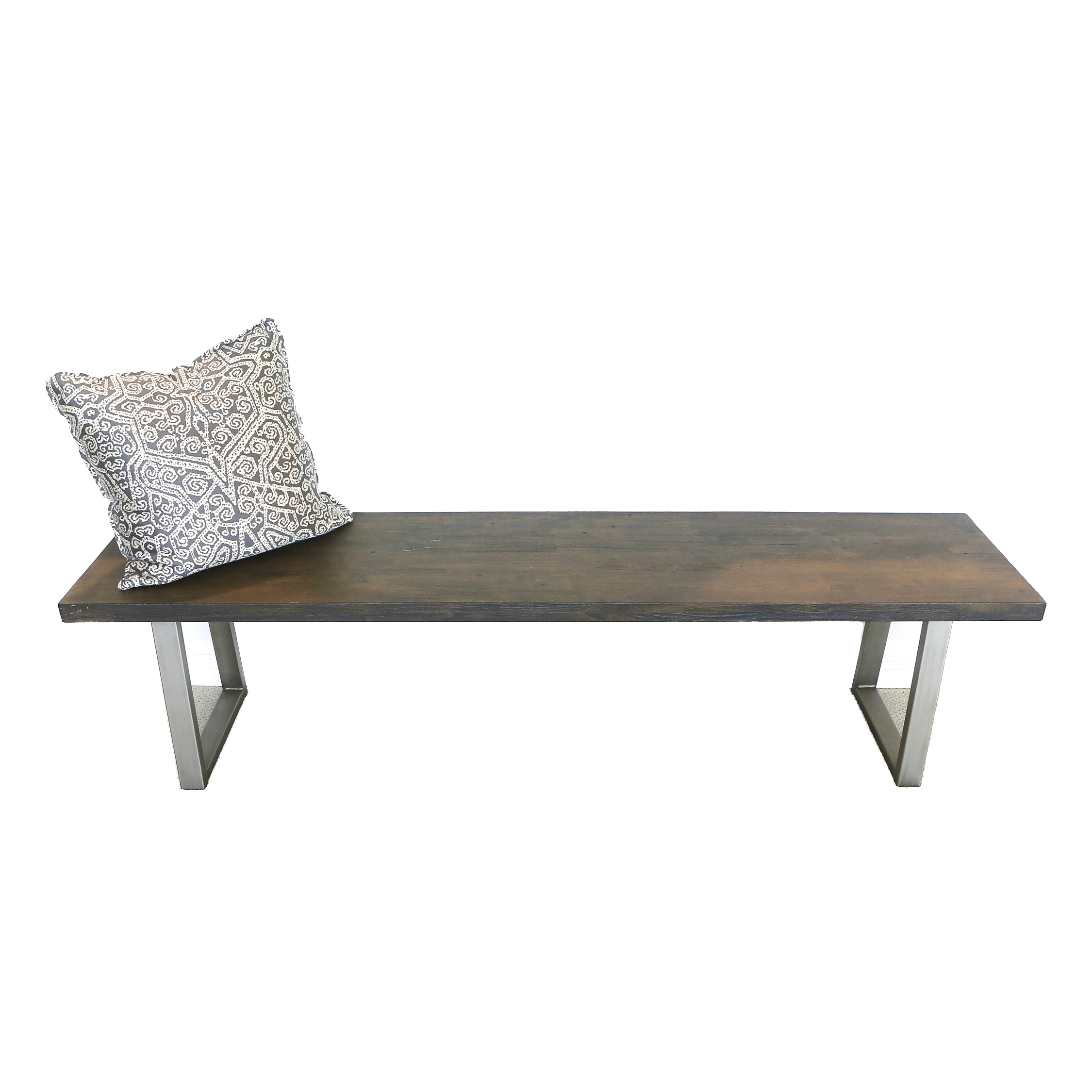 Modern Style Wood and Metal Backless Bench