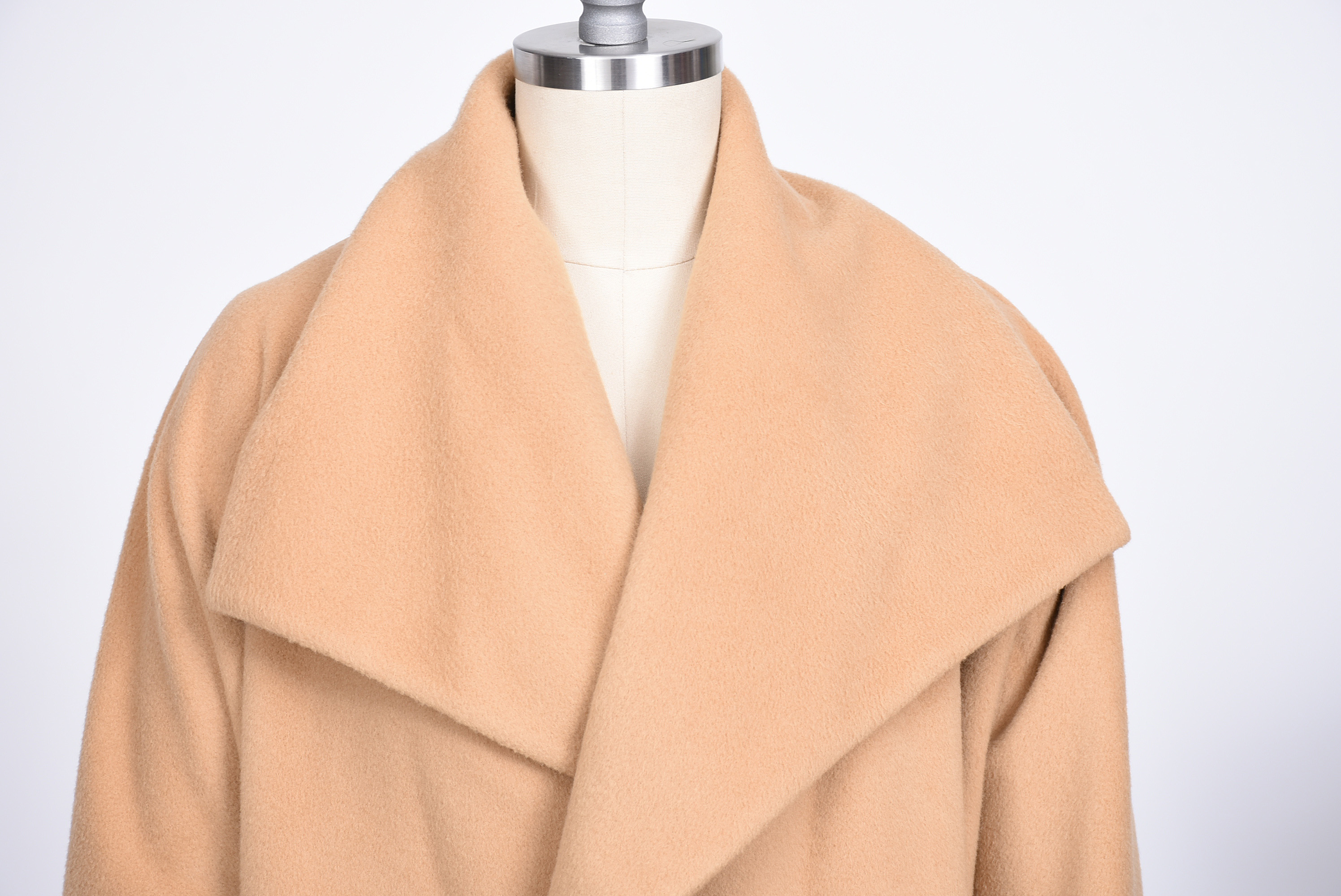 Donna Karan Camel Cashmere Oversized Open-Front Coat