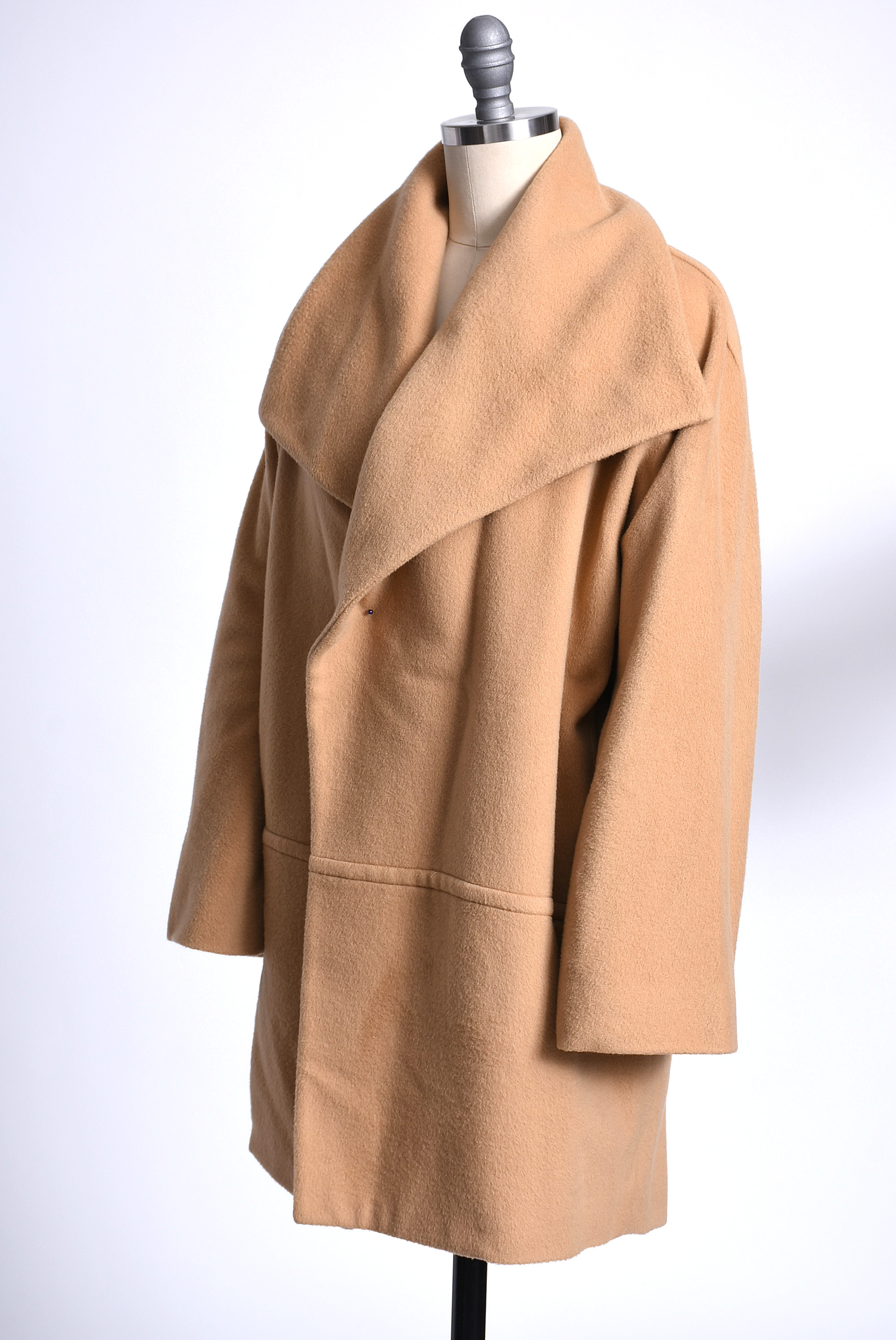 Donna Karan Camel Cashmere Oversized Open-Front Coat
