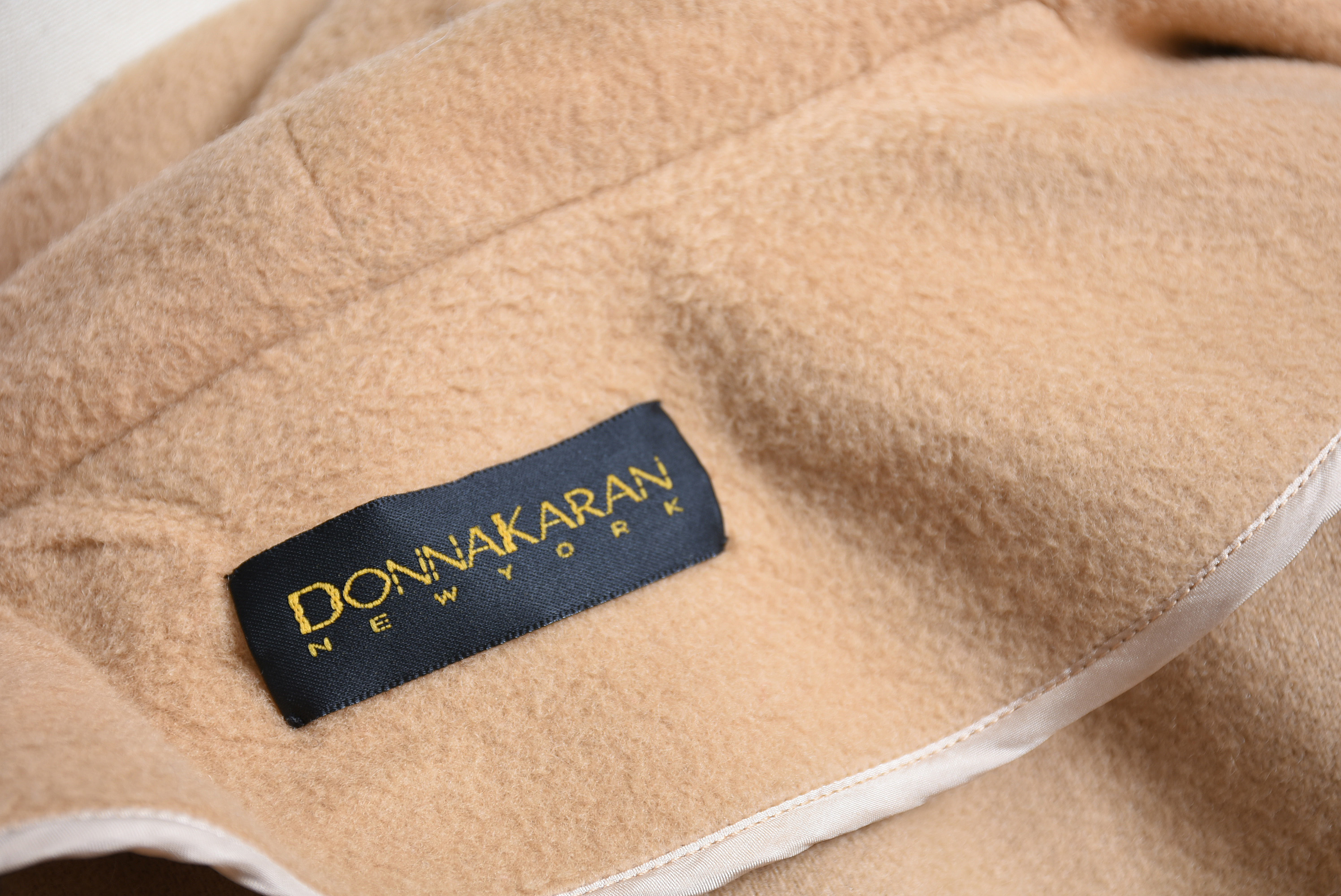 Donna Karan Camel Cashmere Oversized Open-Front Coat