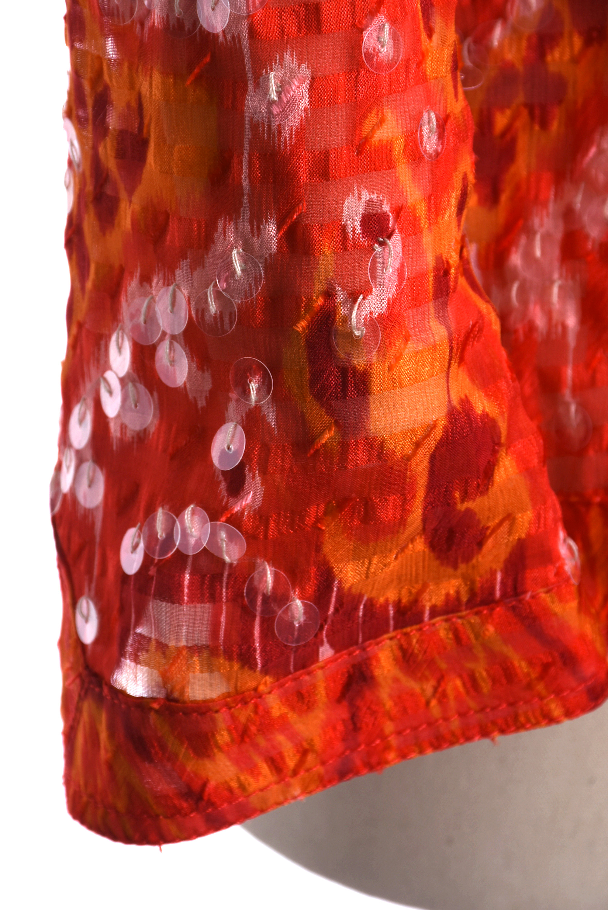 Tory Burch Tangerine Orange Silk Blend Tunic with Sequins