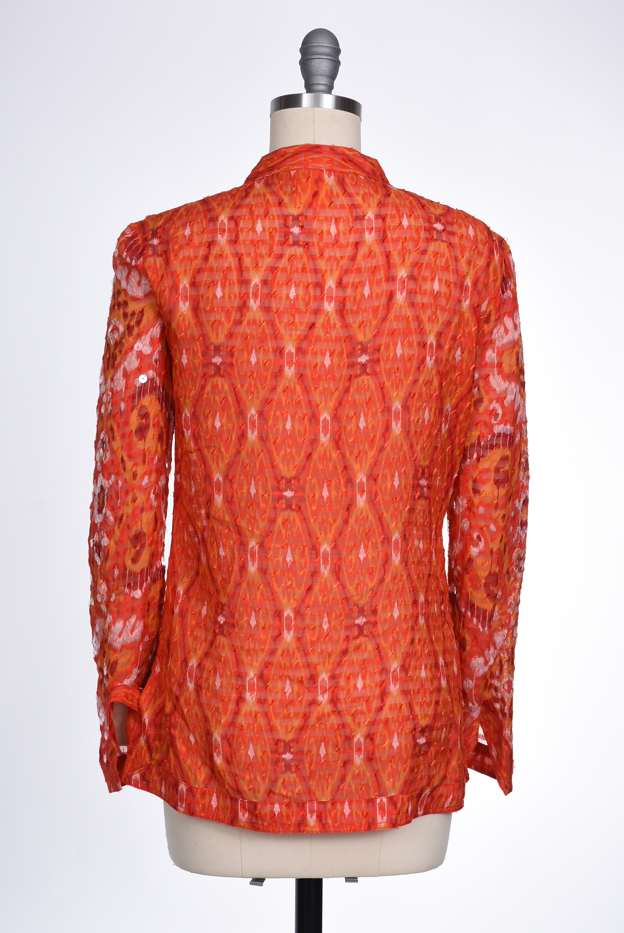 Tory Burch Tangerine Orange Silk Blend Tunic with Sequins
