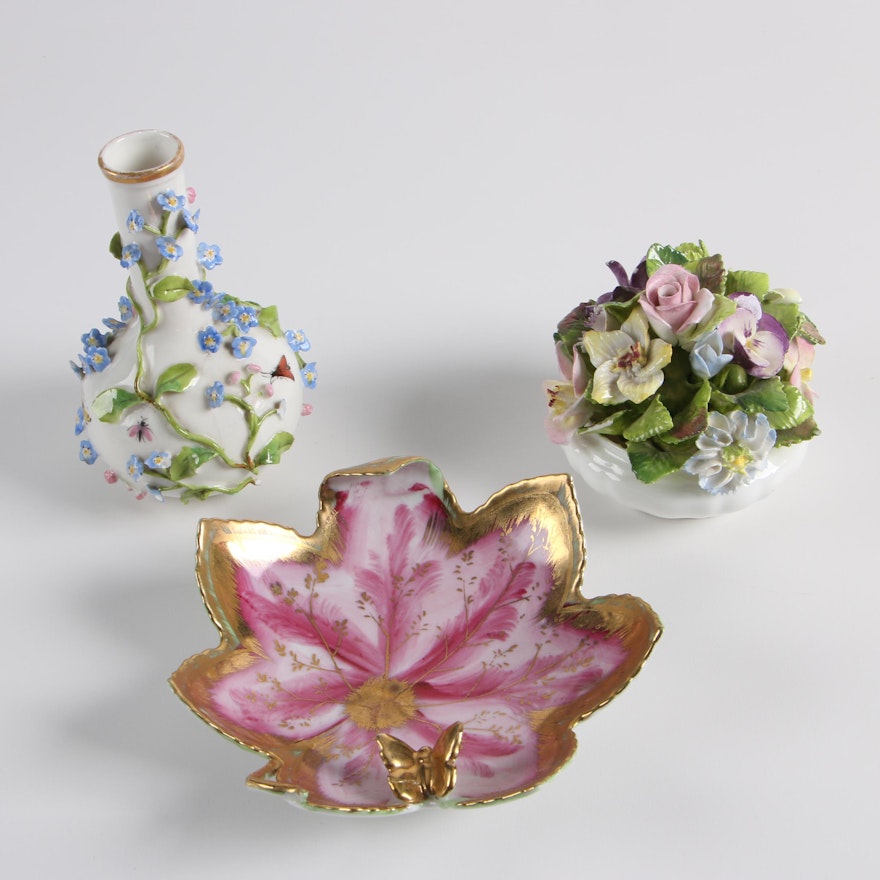 Floral Themed Decor including Lefton, Coalport, and Meissen-Style