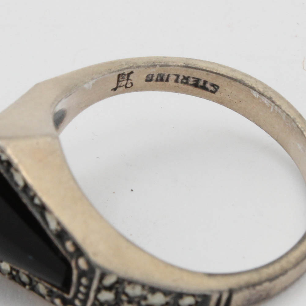 Vintage Art Deco Sterling Silver Onyx Ring