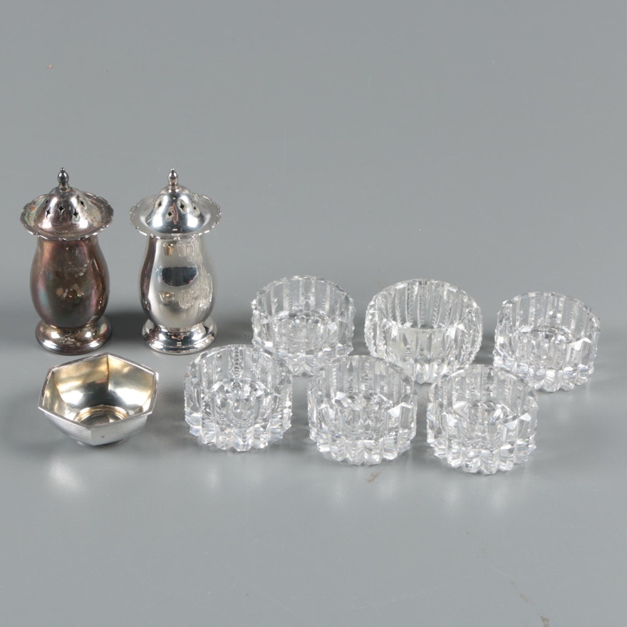 Schmitz, Moore & Co. Sterling Salt Cellar with Silver Plate Shakers and More