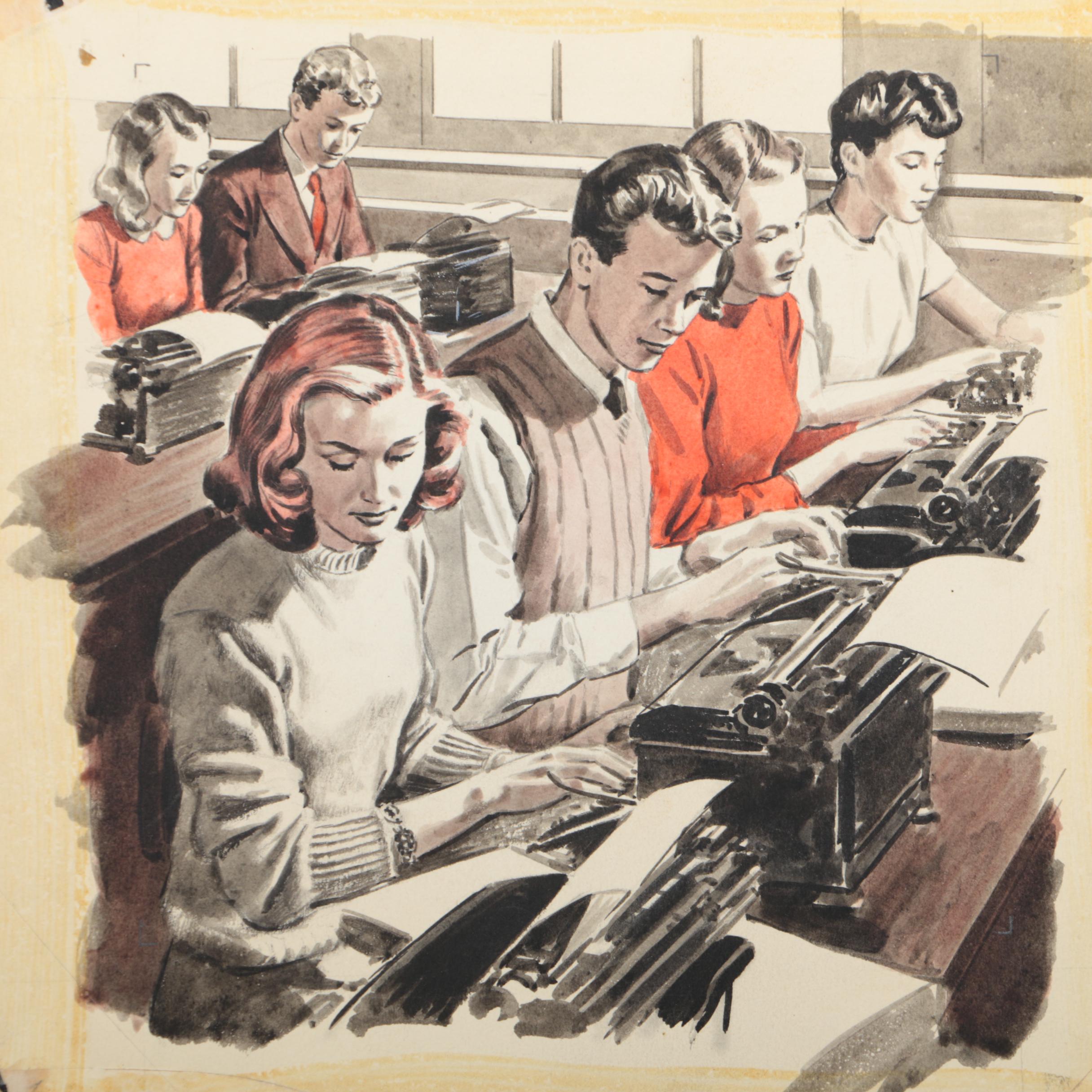 Richard Williams Mid-Century Watercolor on Paper Advertisement Illustration