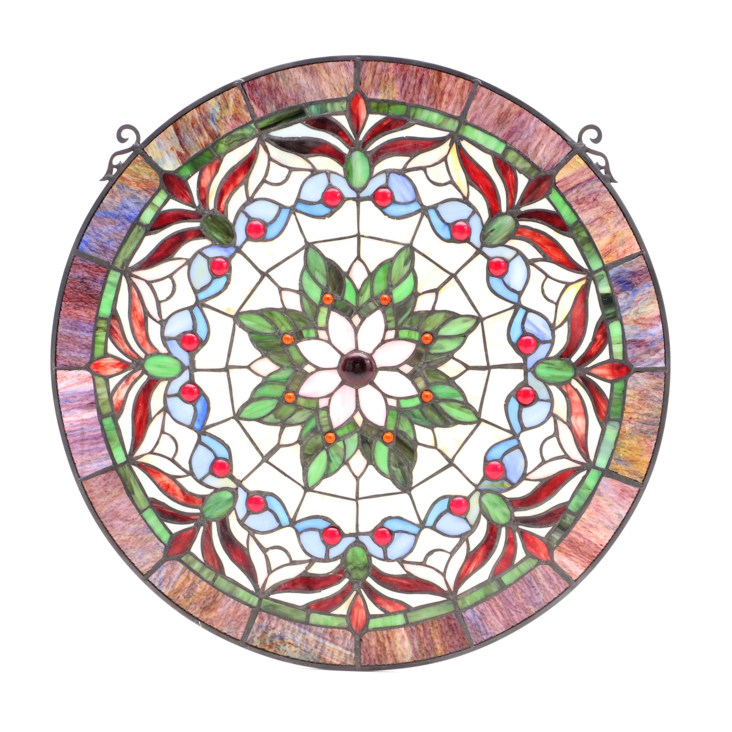 Round Stained Glass Hanging Window Panel