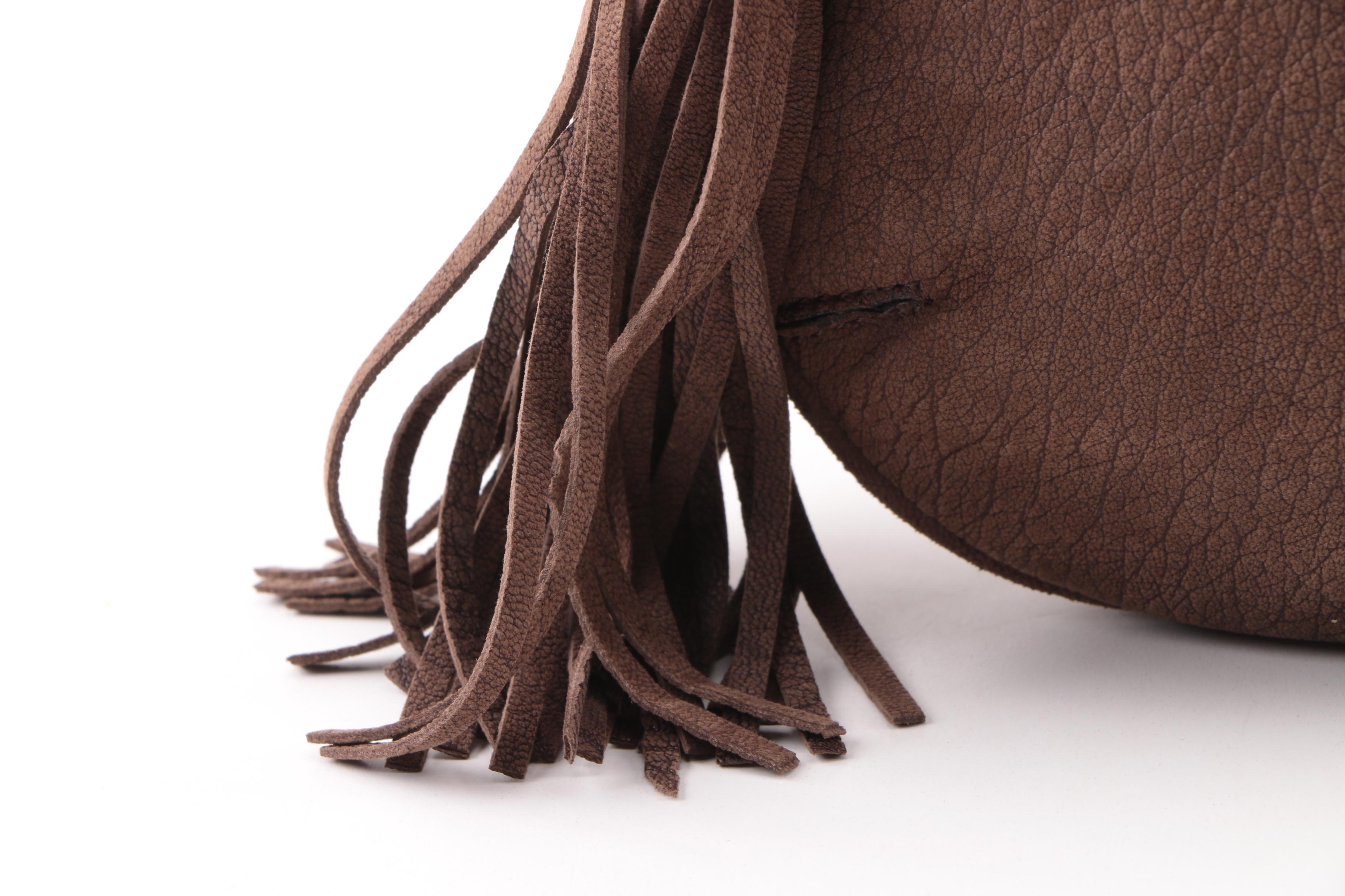 Giorgio Armani Brown Pebbled Leather Hobo Bag