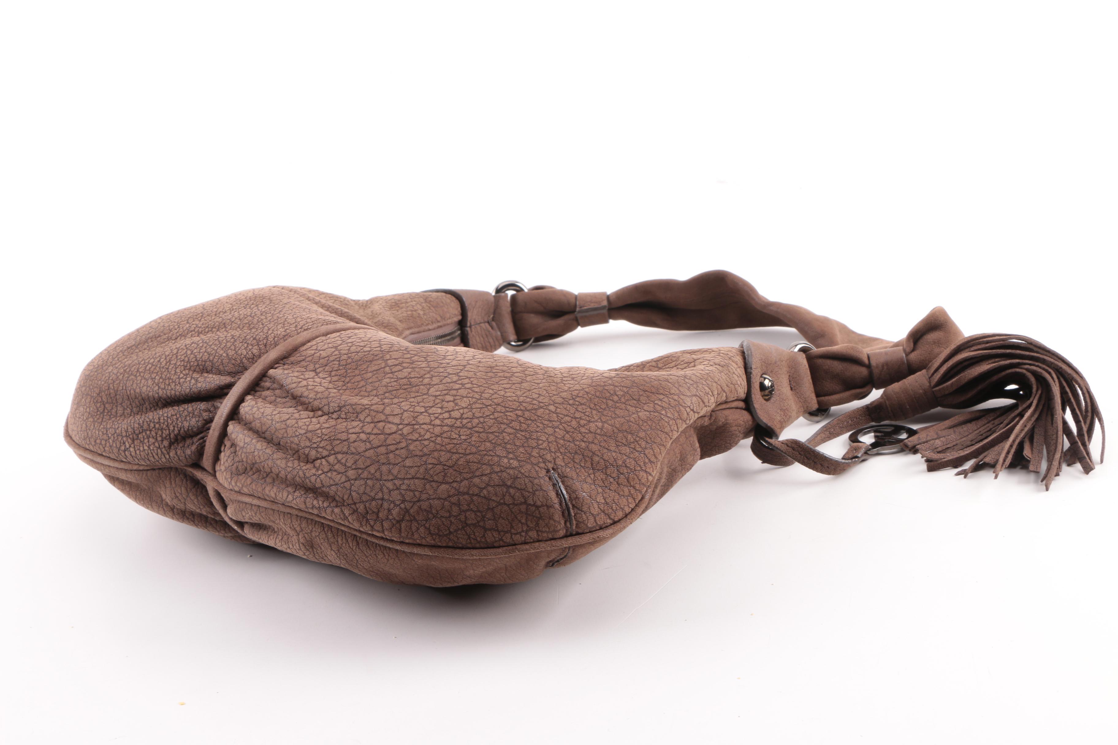 Giorgio Armani Brown Pebbled Leather Hobo Bag