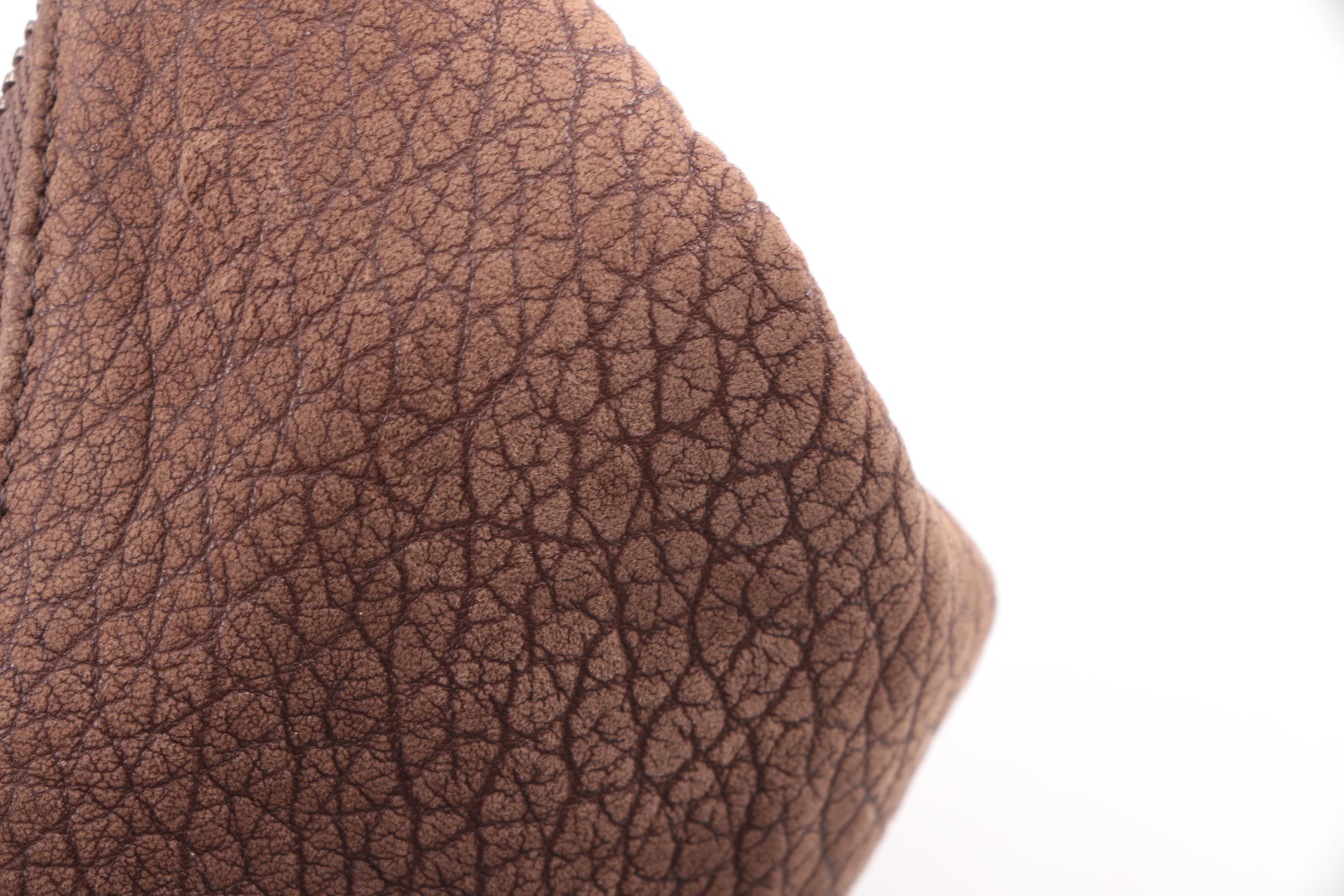 Giorgio Armani Brown Pebbled Leather Hobo Bag