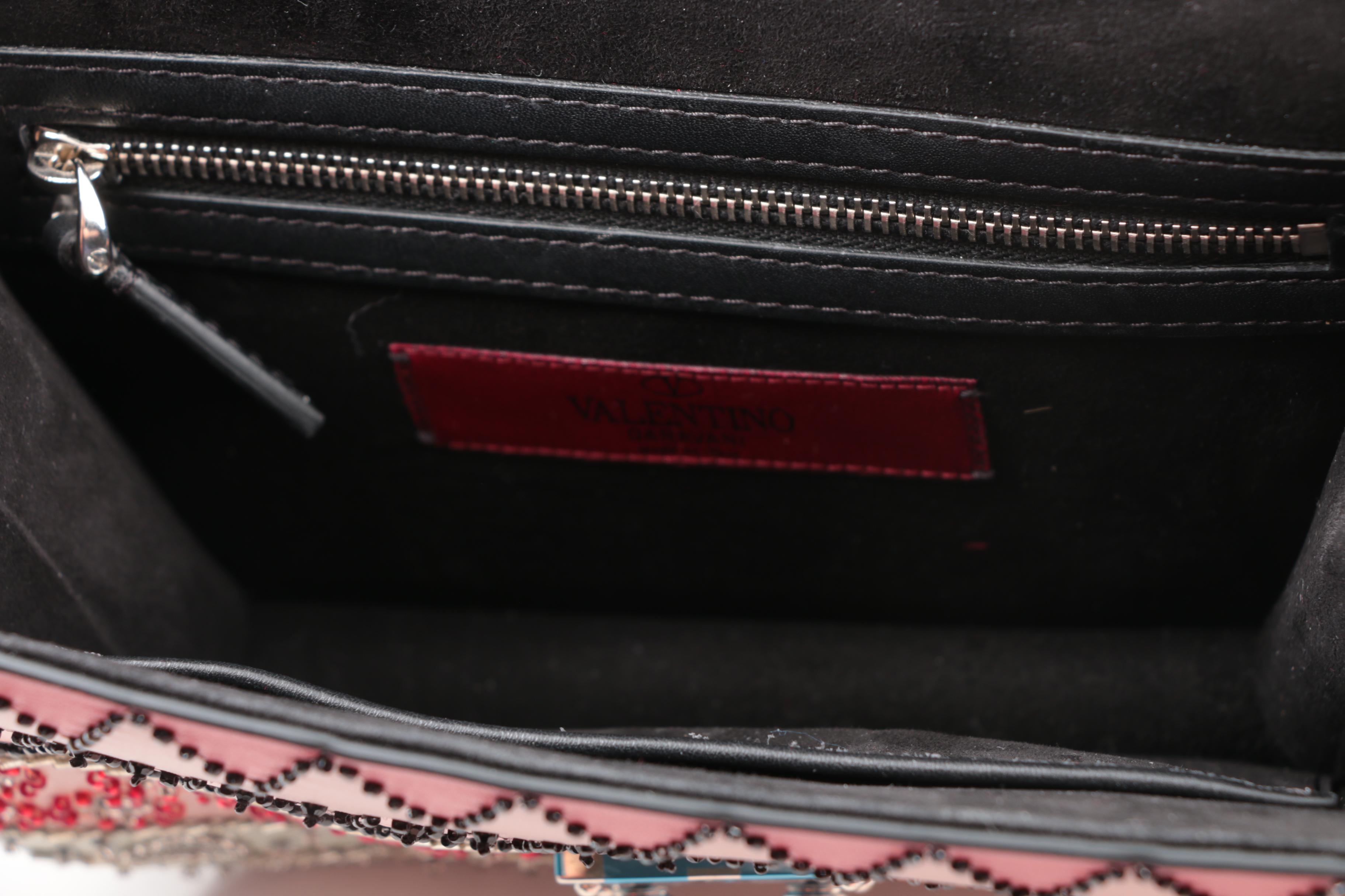 Valentino Garavani Glam Lock Embellished Leather Shoulder Bag