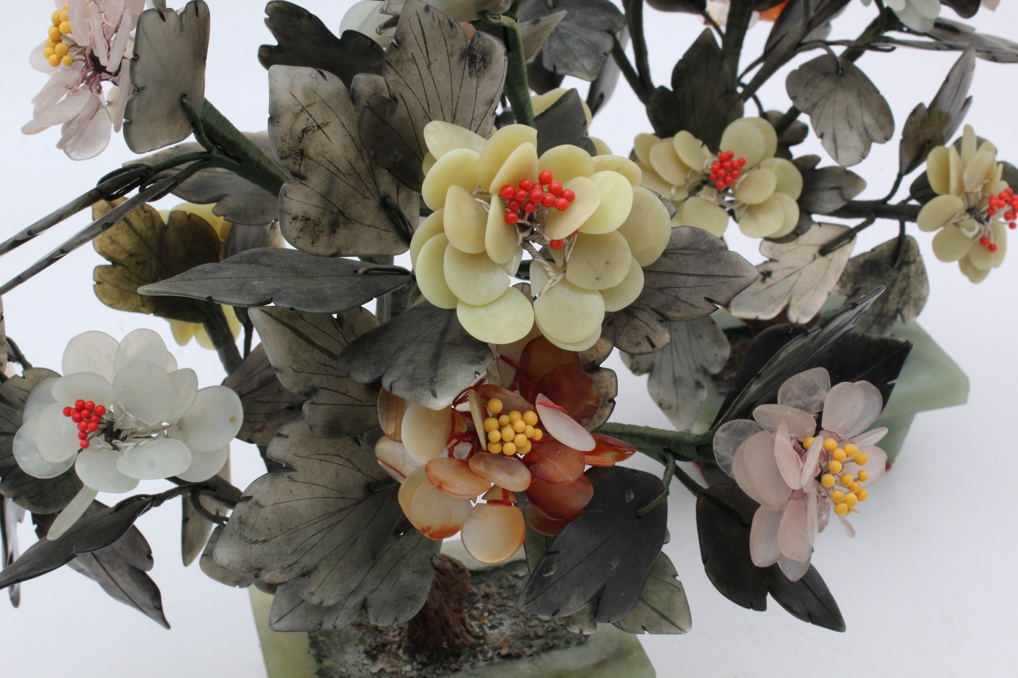 Vintage Carved Stone Flower Sculptures