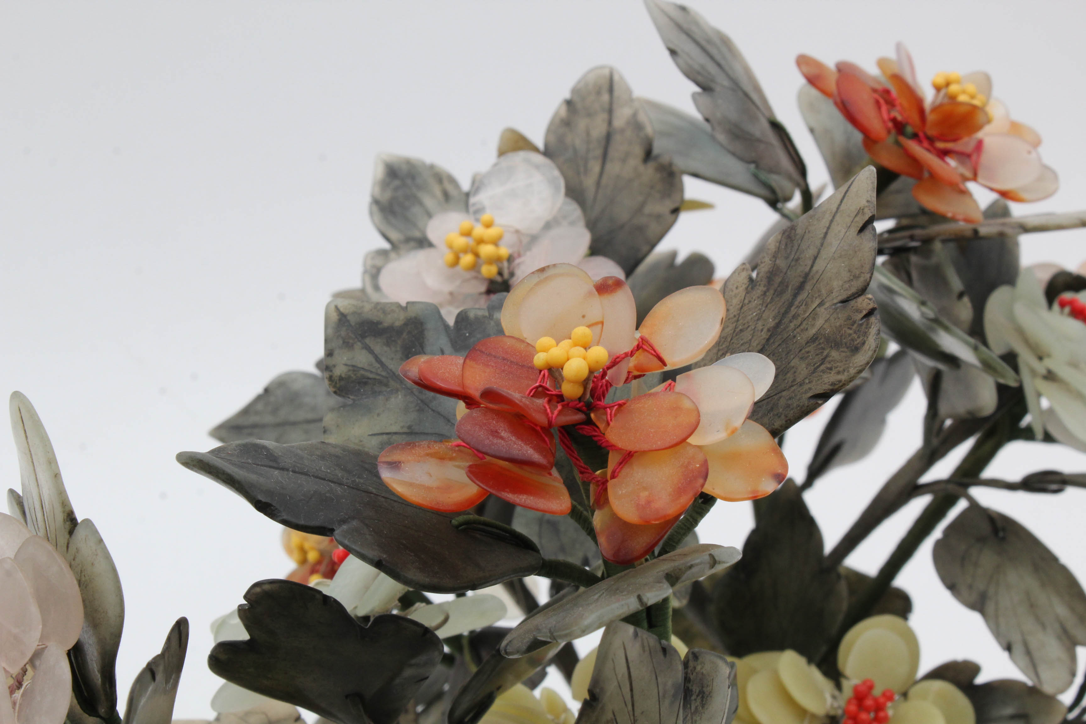 Vintage Carved Stone Flower Sculptures