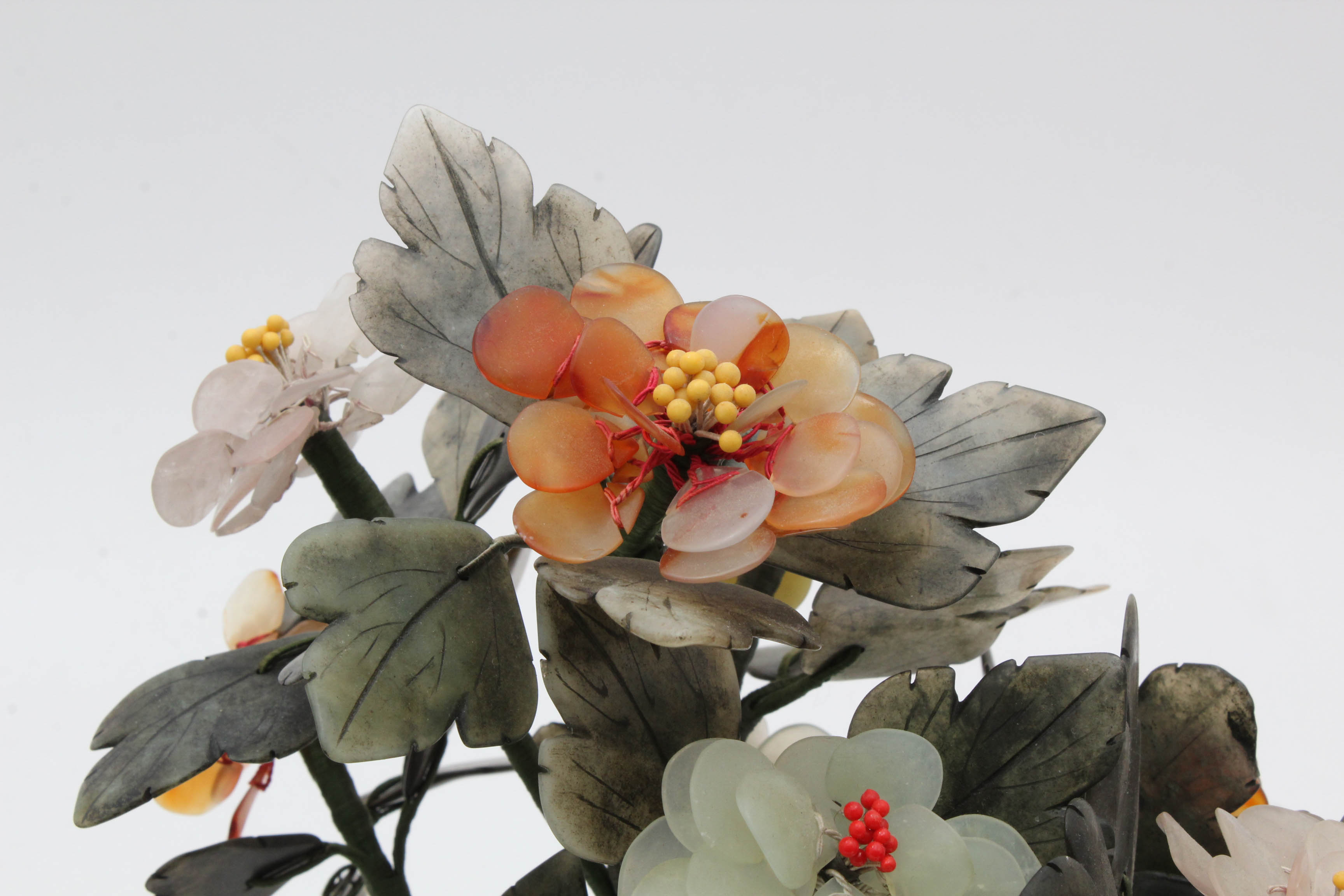 Vintage Carved Stone Flower Sculptures