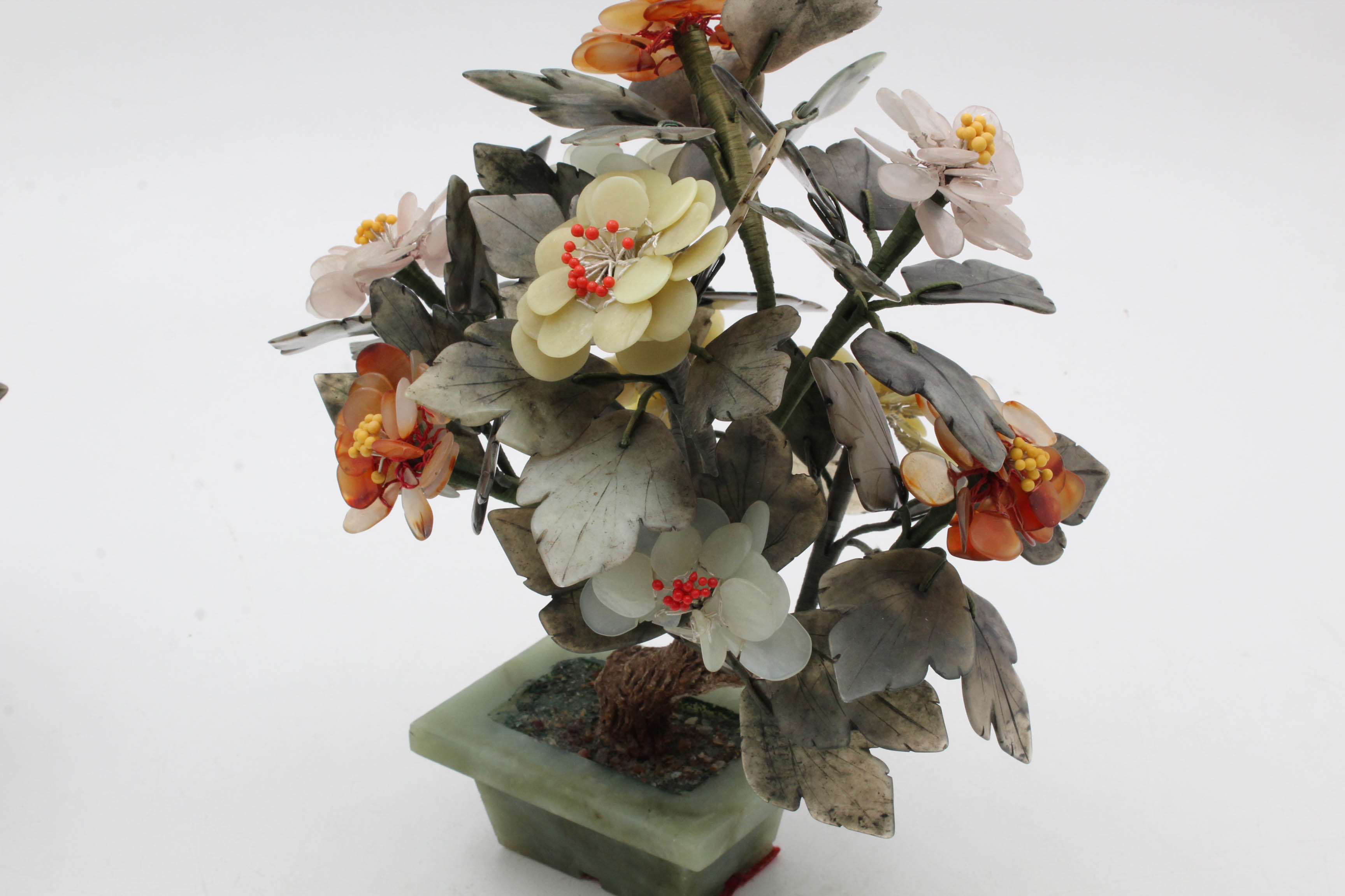 Vintage Carved Stone Flower Sculptures