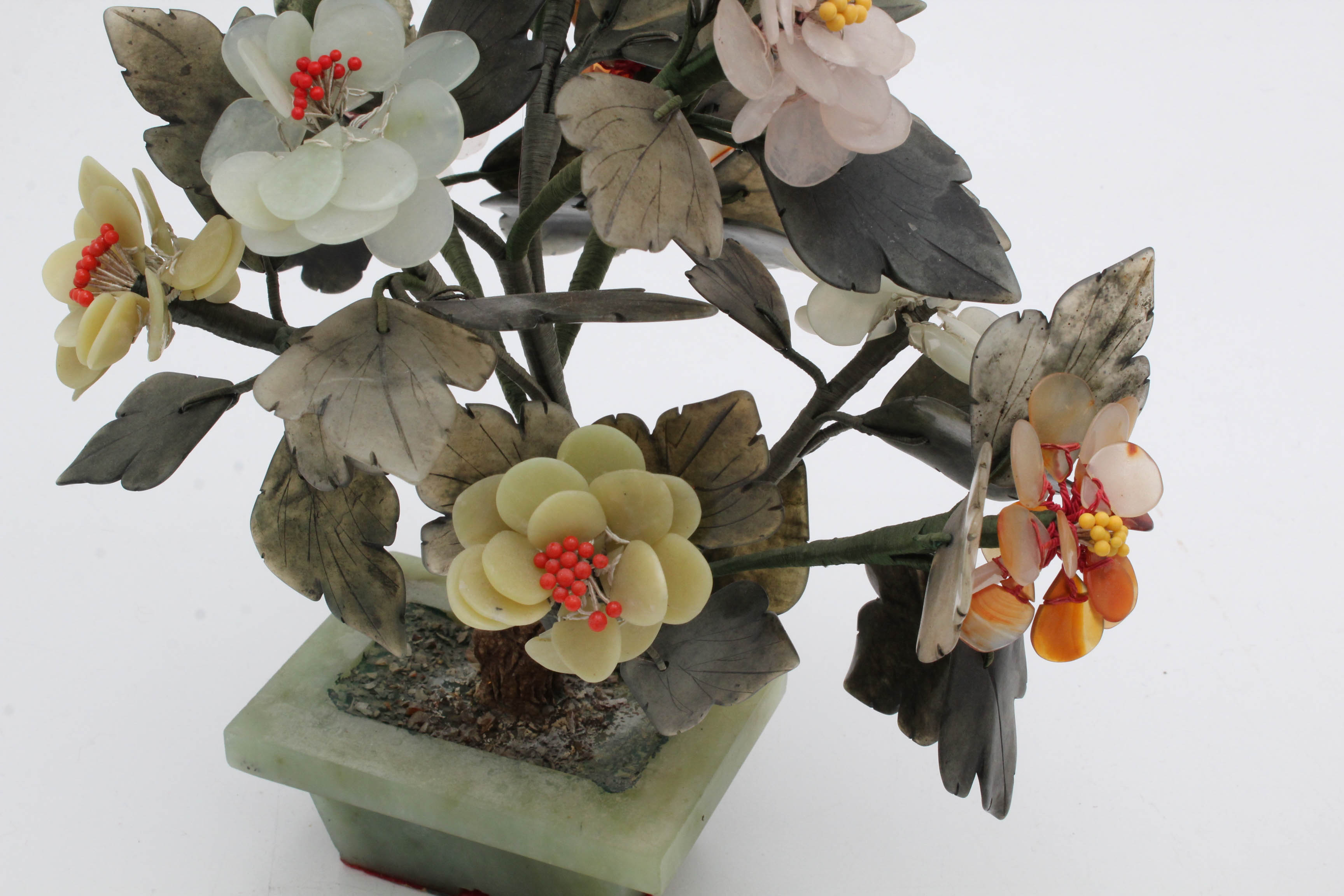 Vintage Carved Stone Flower Sculptures
