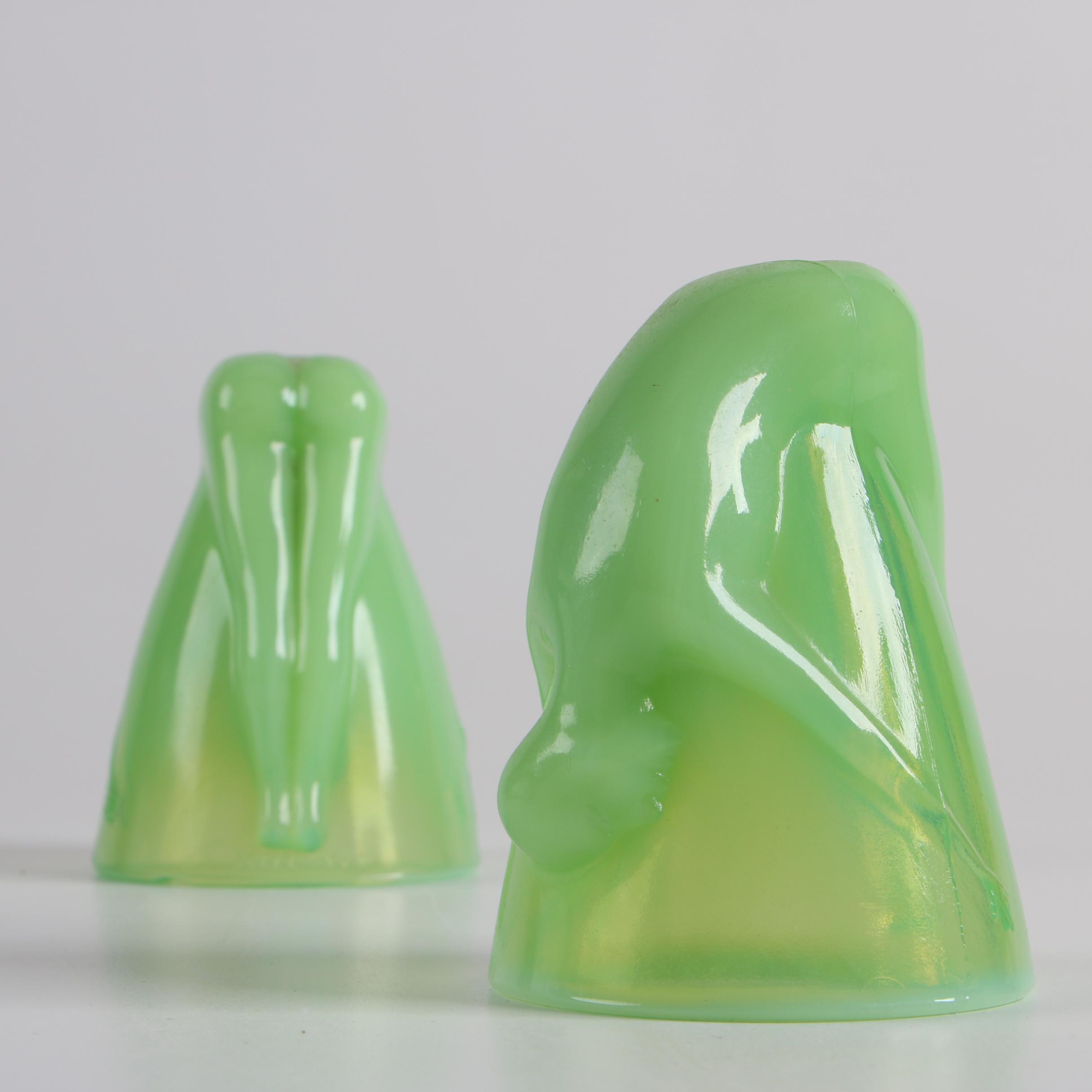 McKee Jadeite "Bottoms Up" Figural Shot Glasses ca. 1930-51