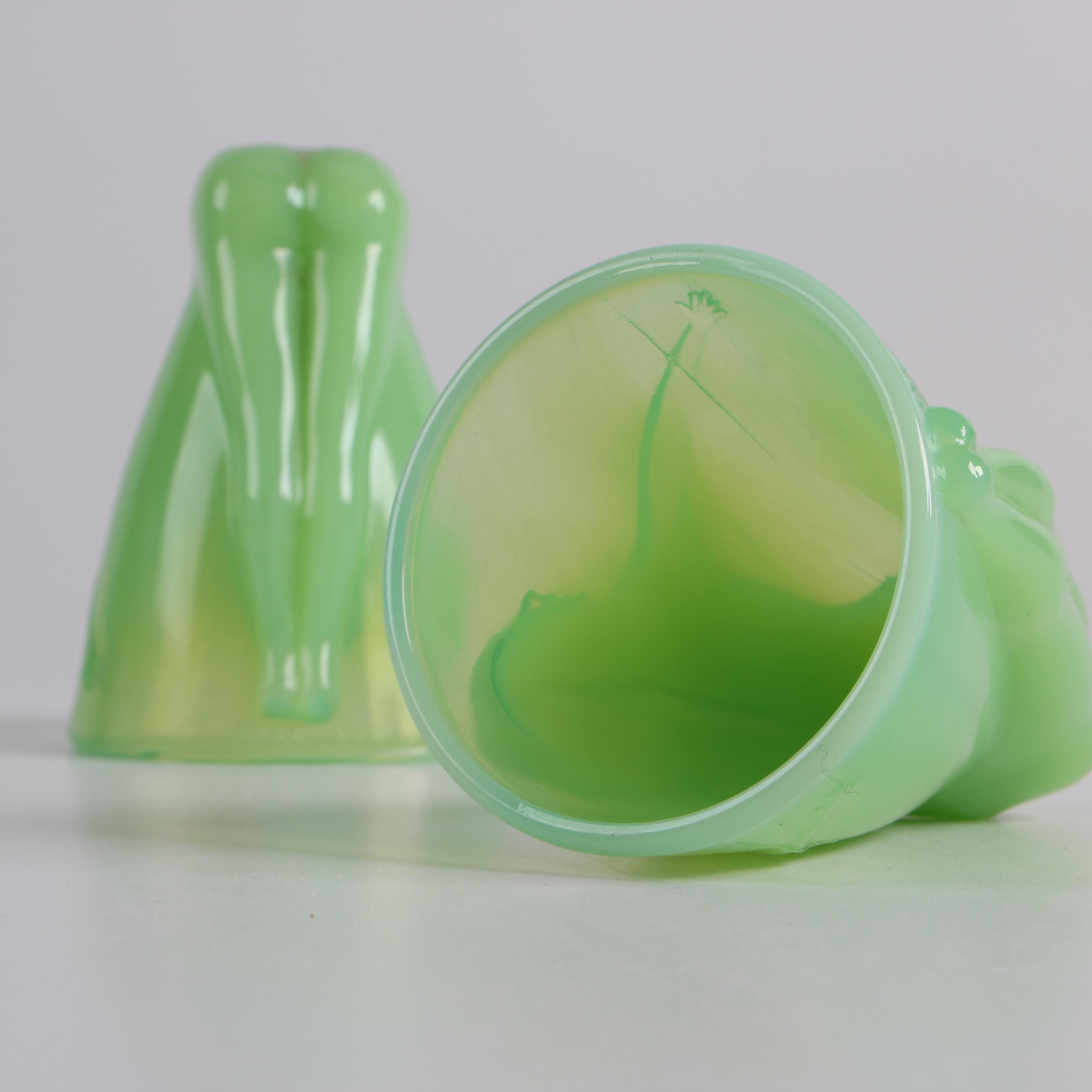 McKee Jadeite "Bottoms Up" Figural Shot Glasses ca. 1930-51