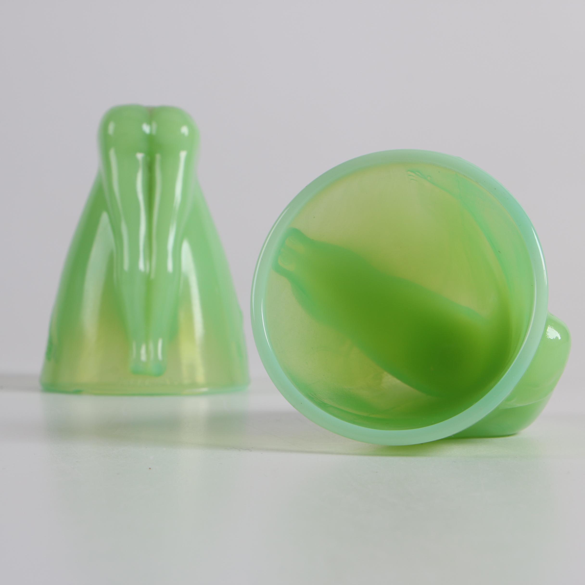 McKee Jadeite "Bottoms Up" Figural Shot Glasses ca. 1930-51