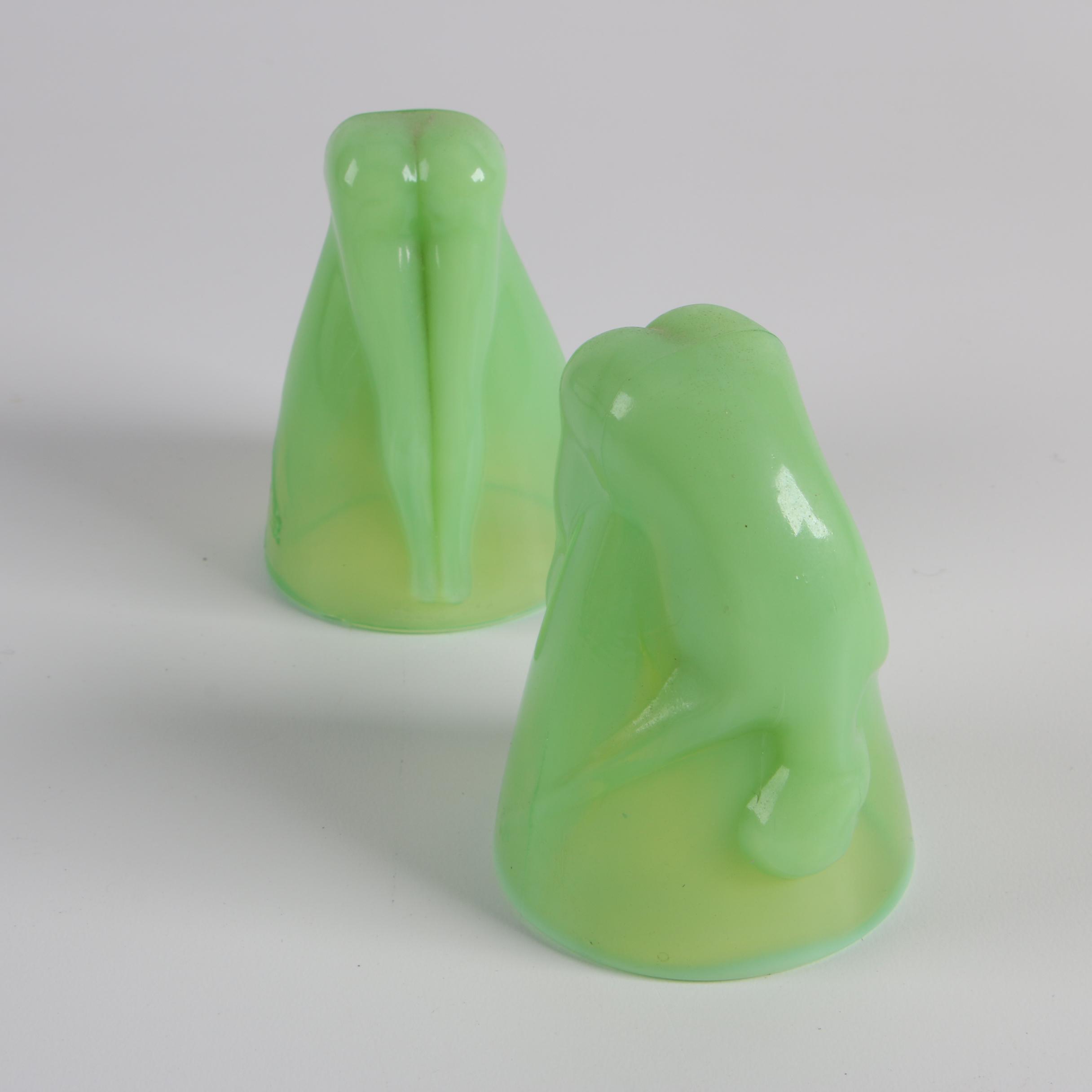 McKee Jadeite "Bottoms Up" Figural Shot Glasses ca. 1930-51