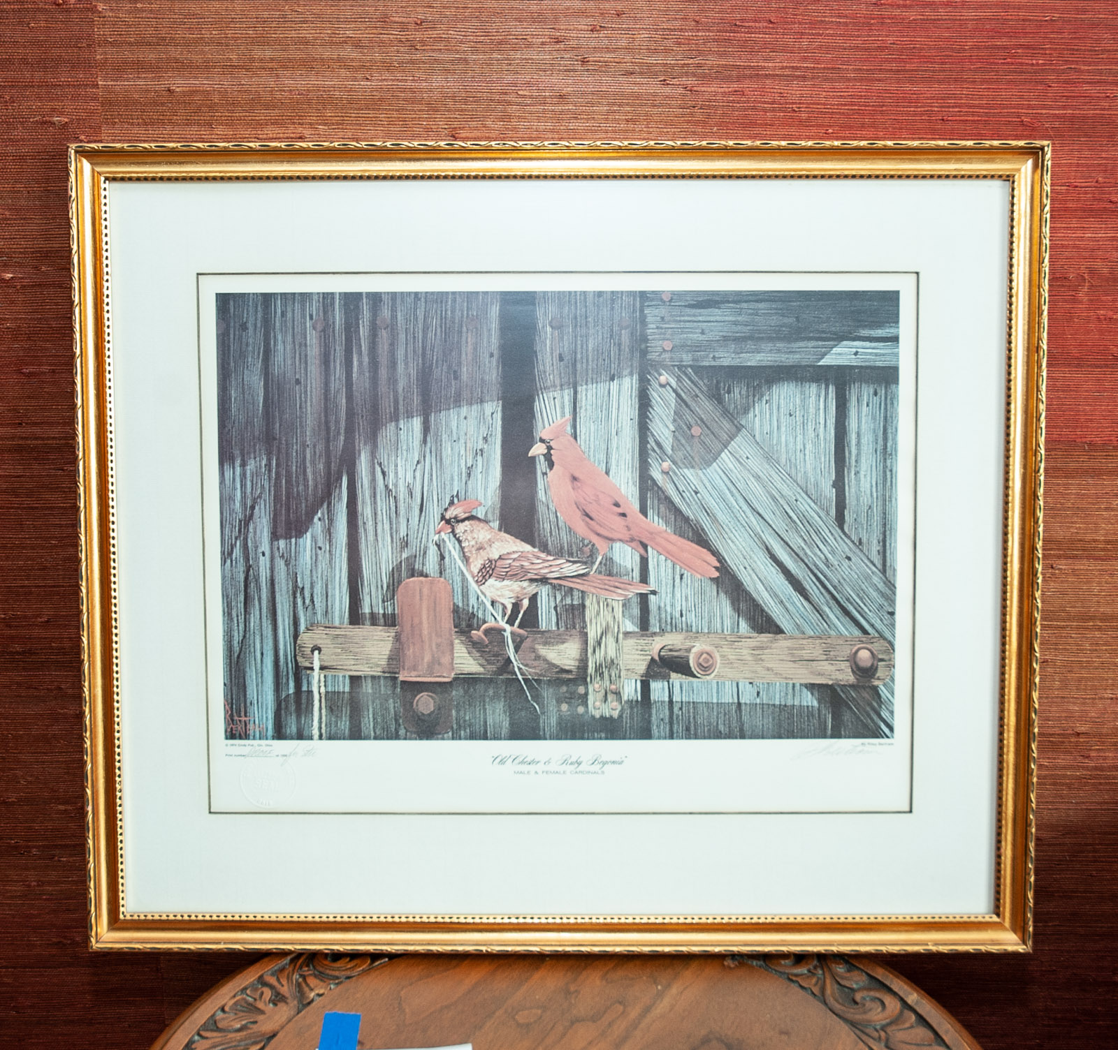 Riley Bertram Artist's Proof Lithograph "Old Chester & Ruby Begonia"