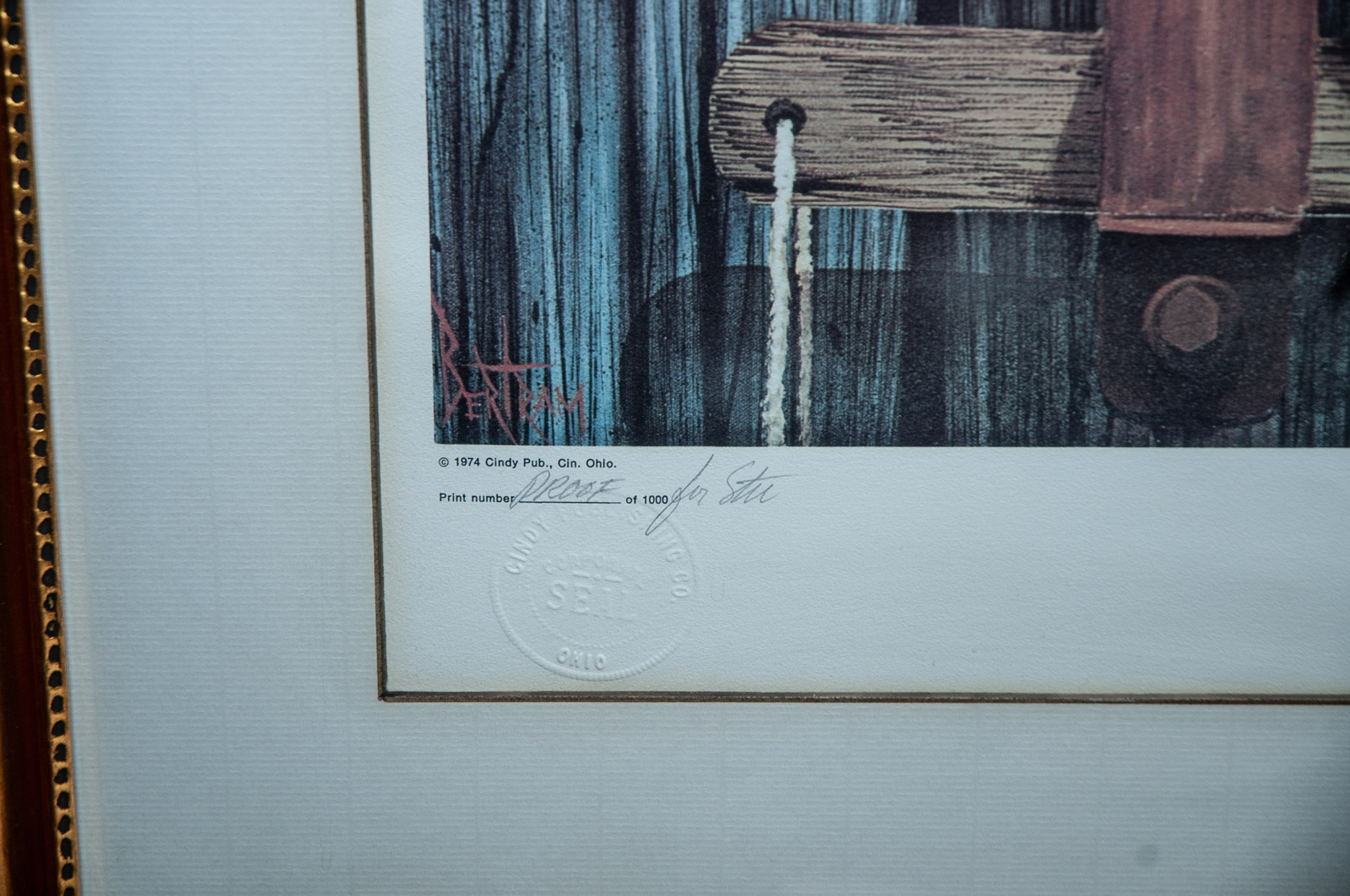 Riley Bertram Artist's Proof Lithograph "Old Chester & Ruby Begonia"