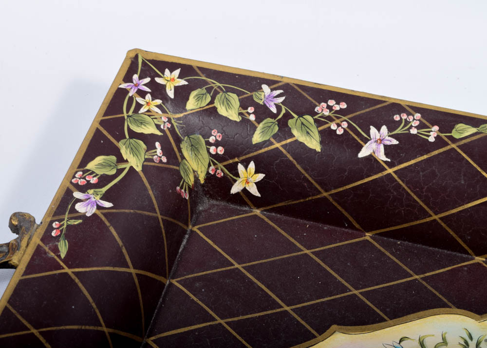 Tole Painted Jardiniere and Tray