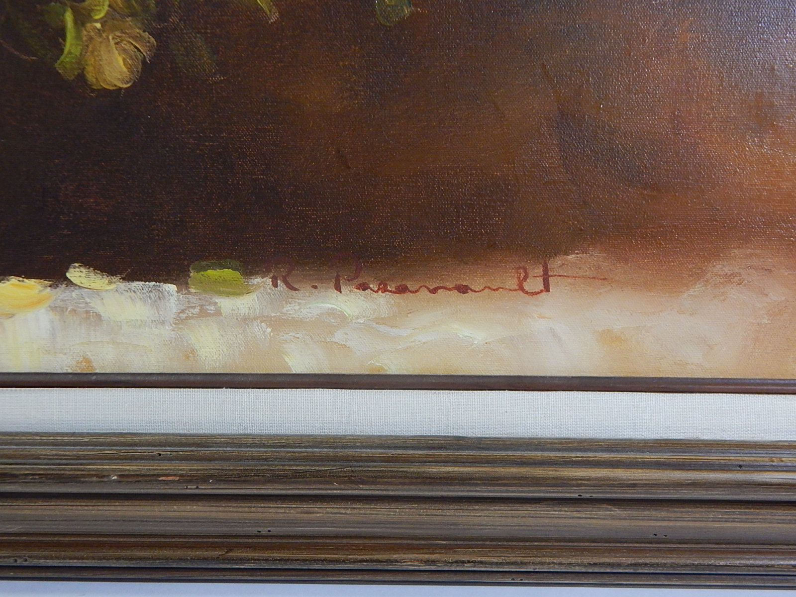 R. Pasanault Late 20th Century Oil Painting of Floral Still Life